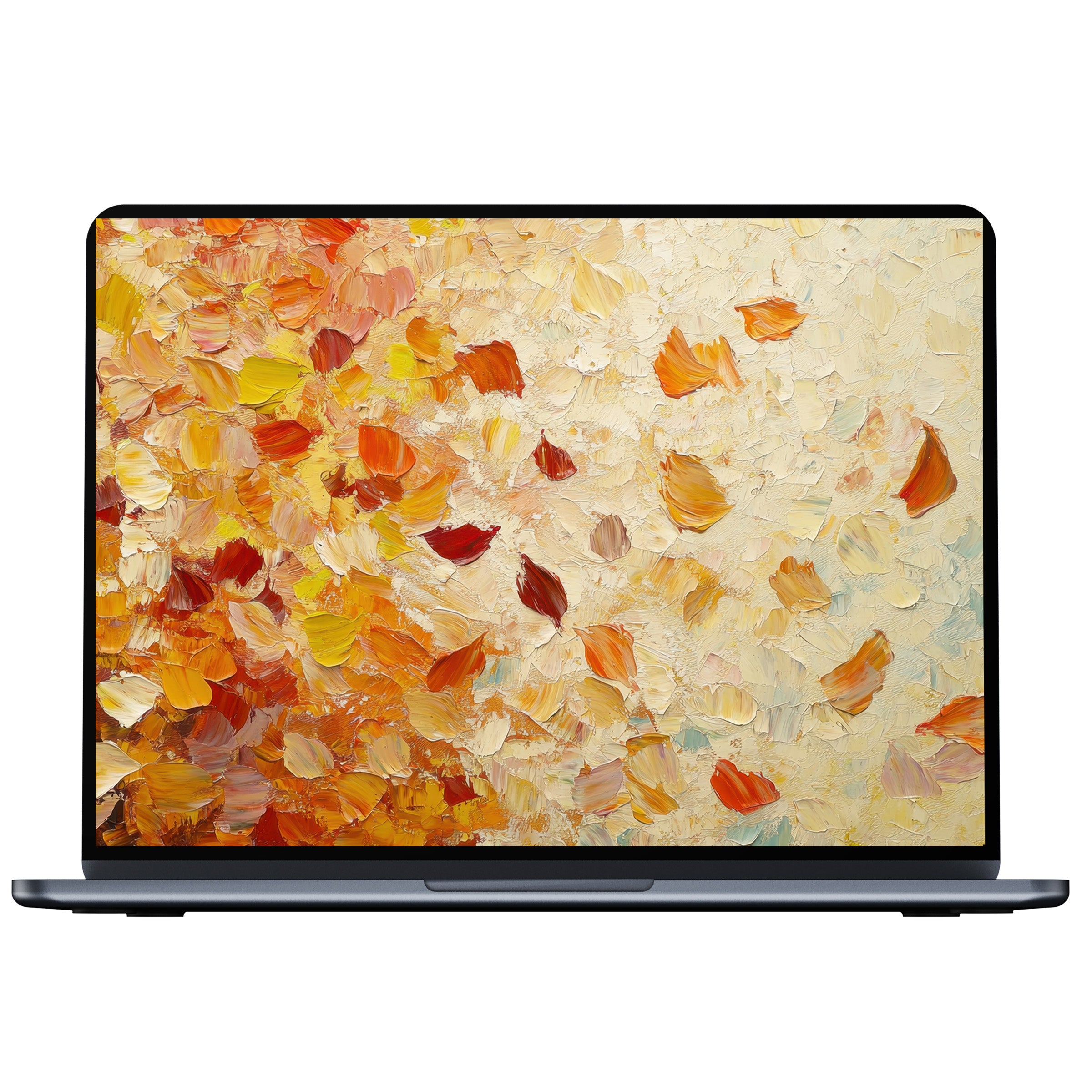 Botanical desktop wallpaper digital download featuring textured autumn leaves in warm tones inspiring calm on PC and laptop