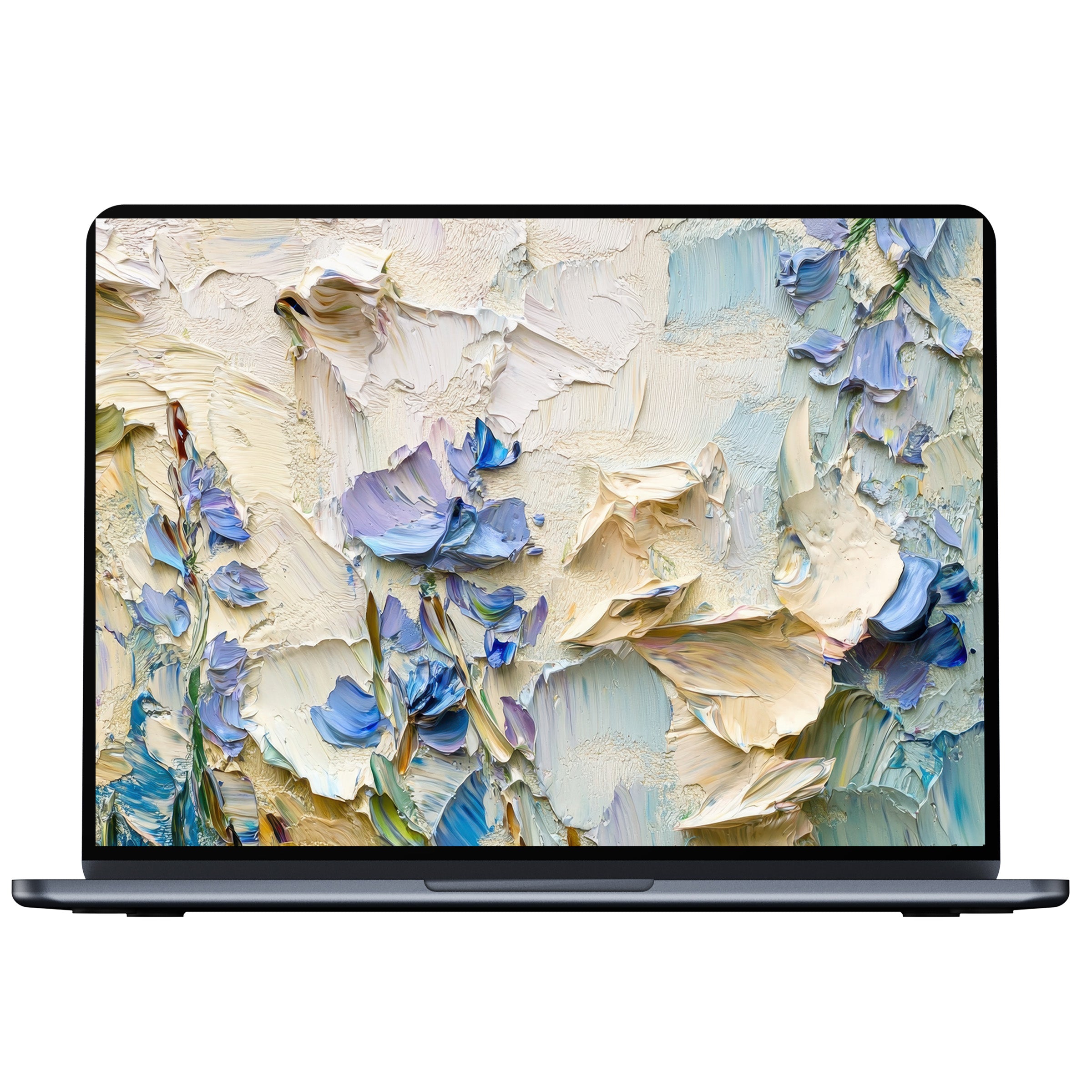 Textured botanical desktop wallpaper with soft pastel hues of cream and blue evokes calm inspiration for your PC or laptop digital download