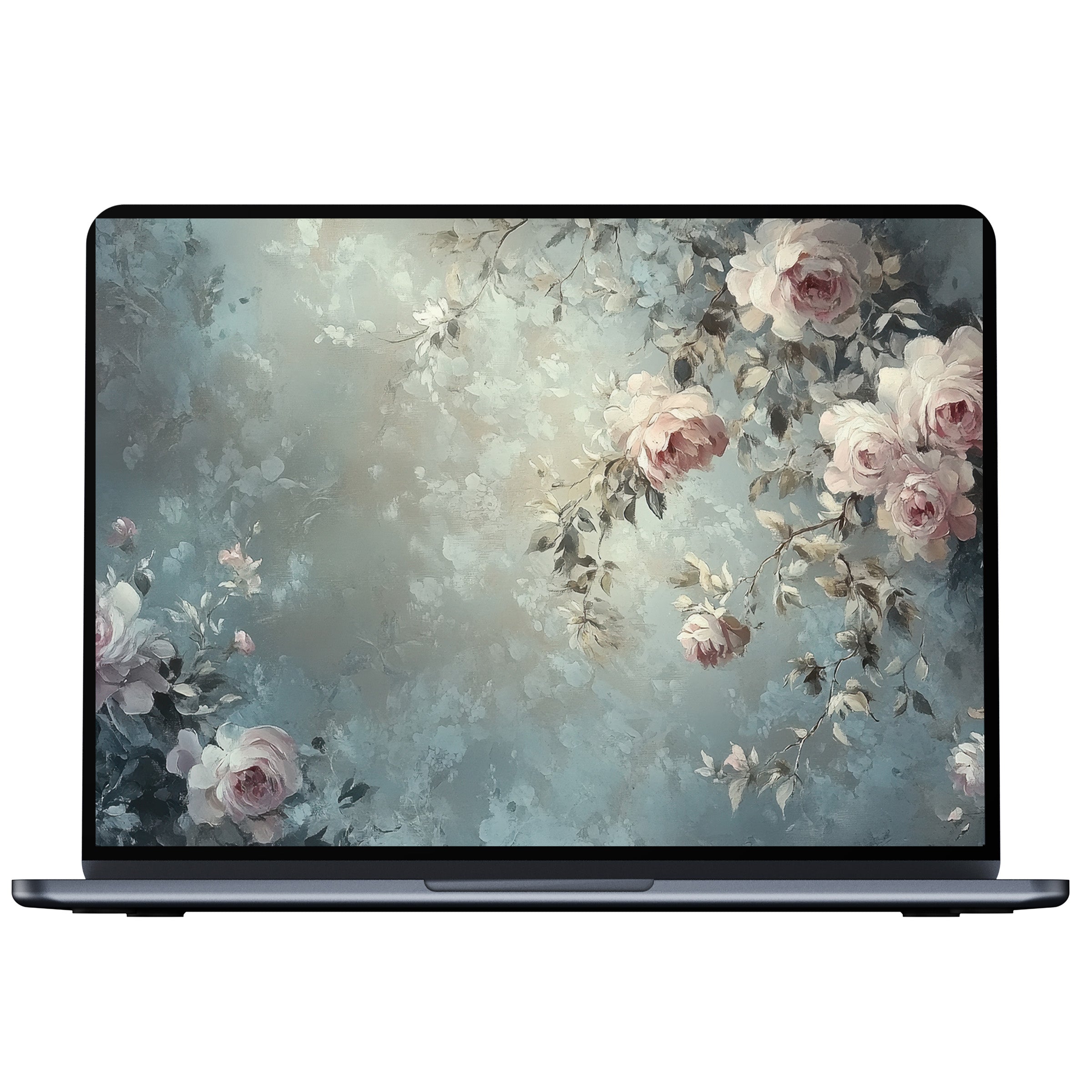 Elegant botanical desktop wallpaper featuring soft pastel floral art for a calming digital download on PC, Laptop, and Mac