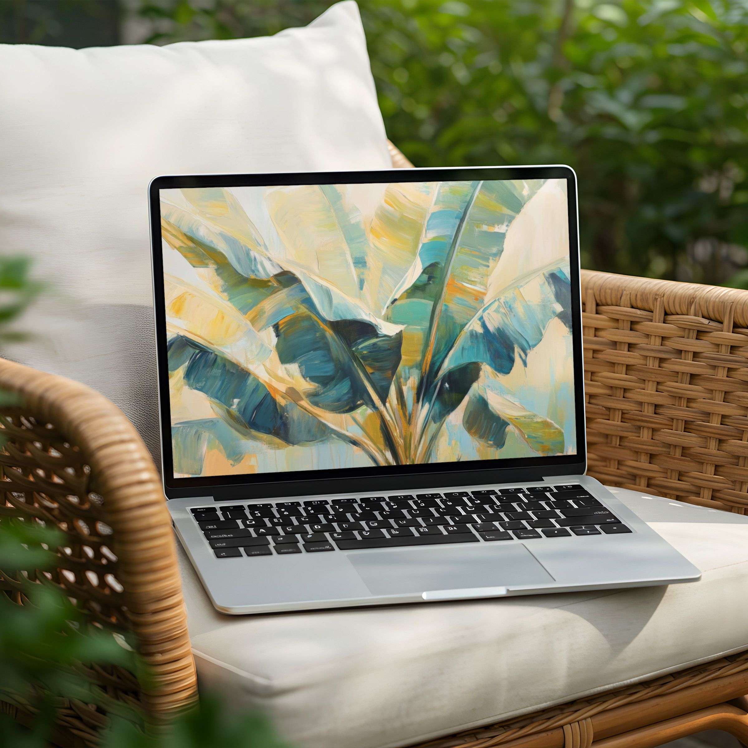 Elegant palm leaf art for your desktop background brings calm to your PC or Laptop Instant download for mindful inspiration