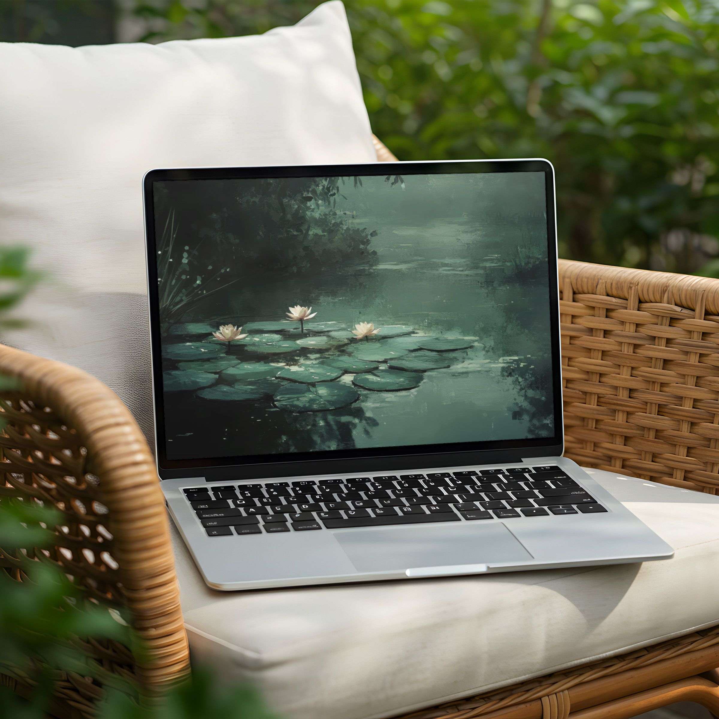 Elegant desktop background for instant download offers tranquil pond scene on PC or Laptop inspiring calm and mindfulness