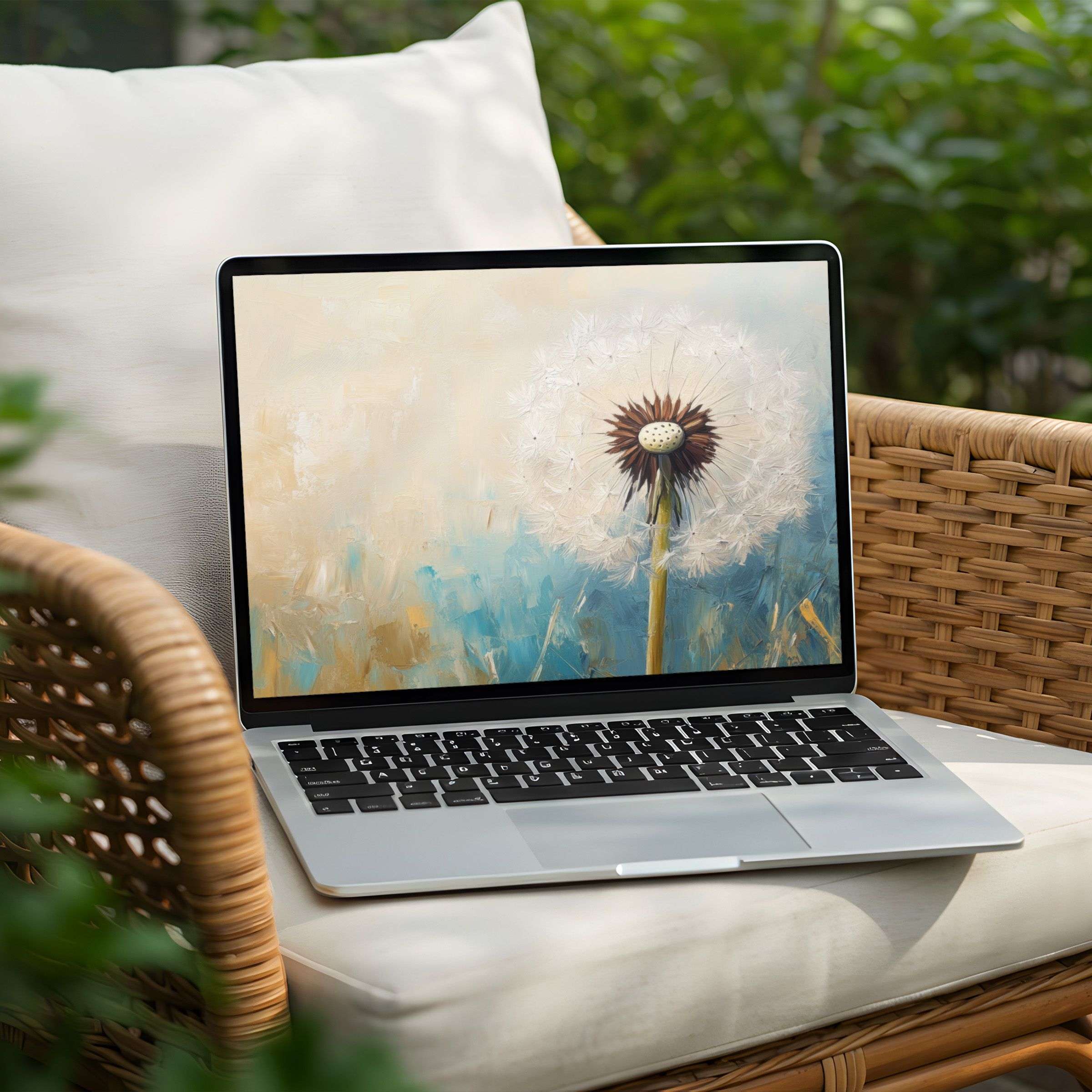 Calm dandelion art desktop background for PC and laptop offering instant download to inspire elegance and mindful relaxation