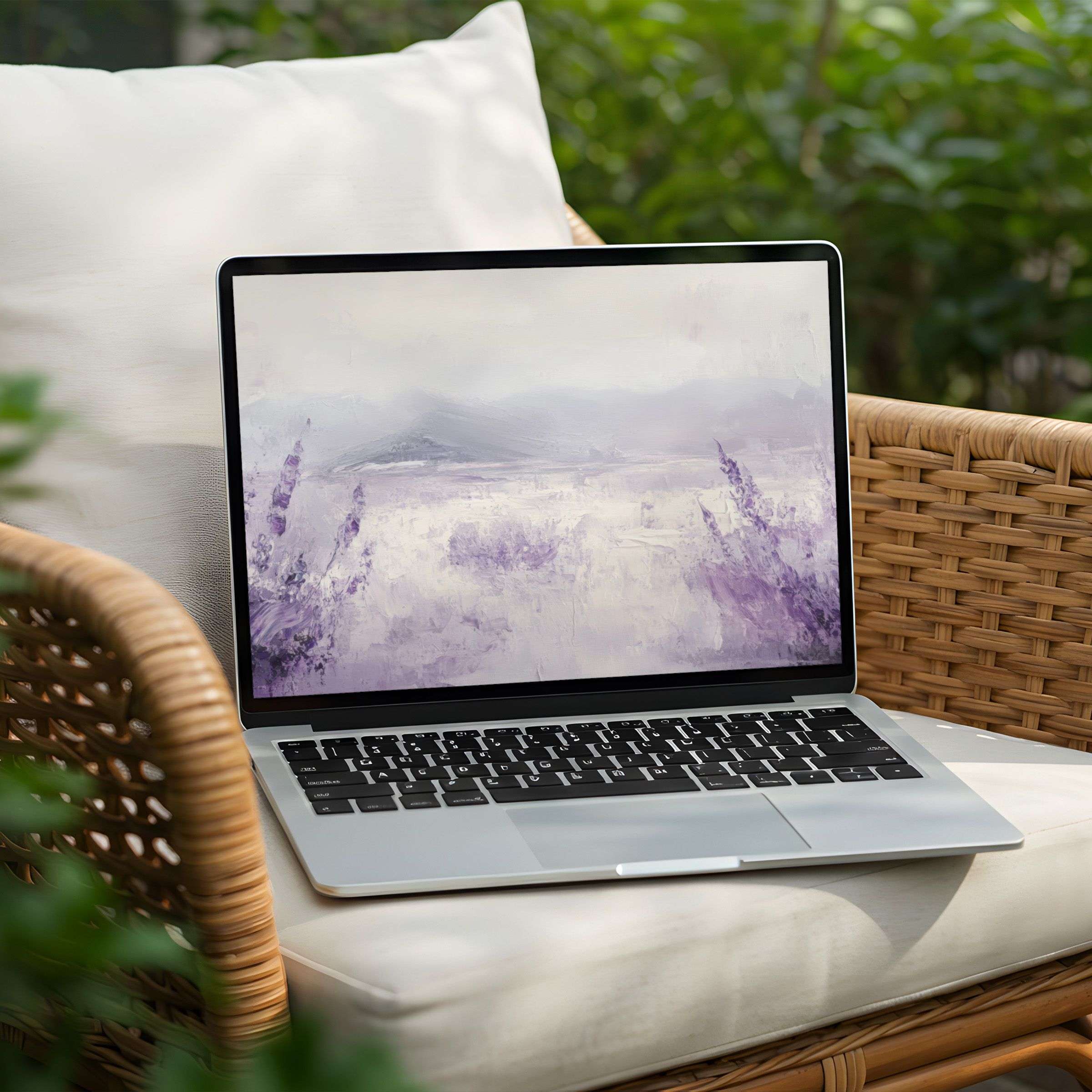 Serene lavender landscape desktop background for PC and Laptop instant download inspires calm and elegance in your space