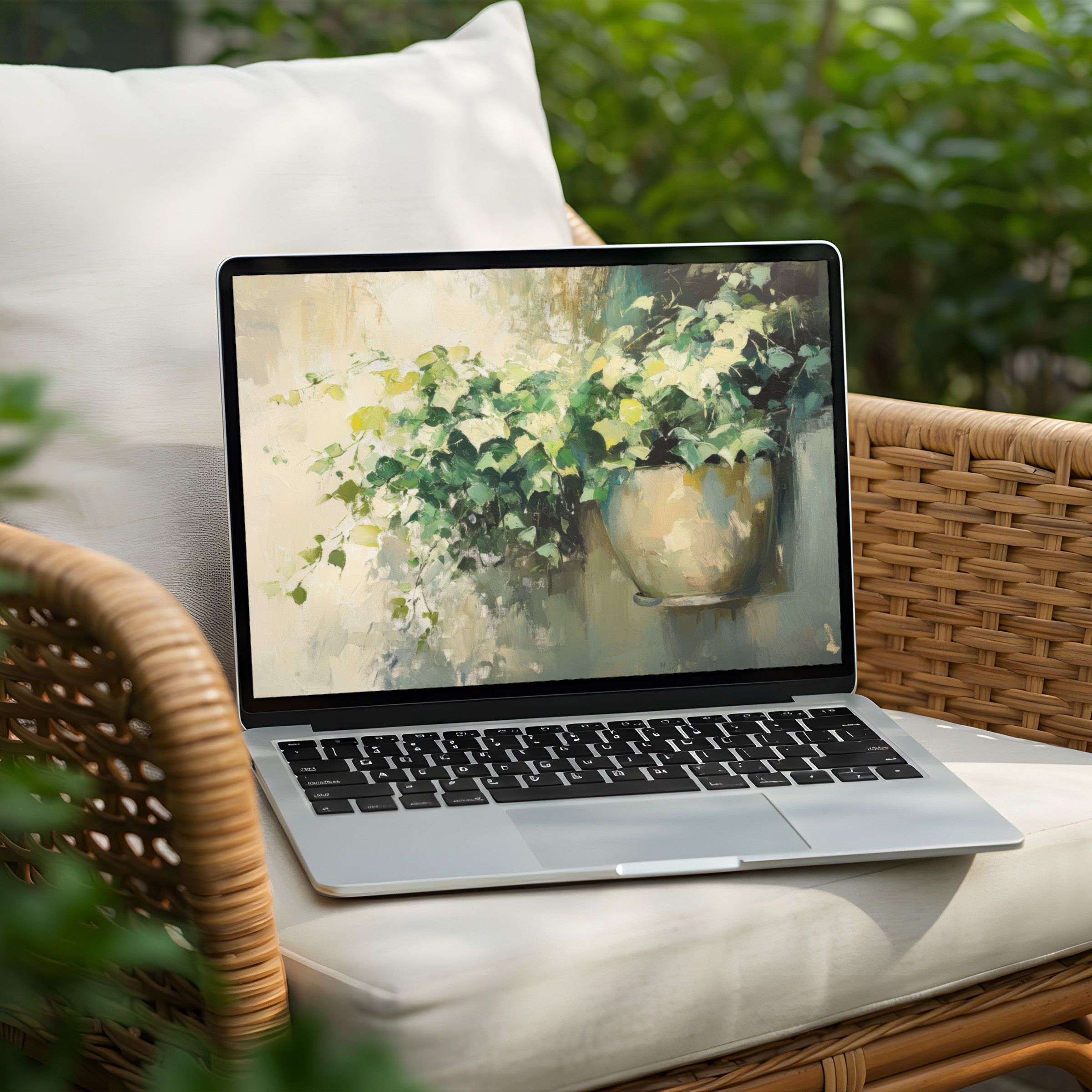 Inspire tranquility with this lush greenery digital art desktop background for your PC or Laptop, perfect for instant download