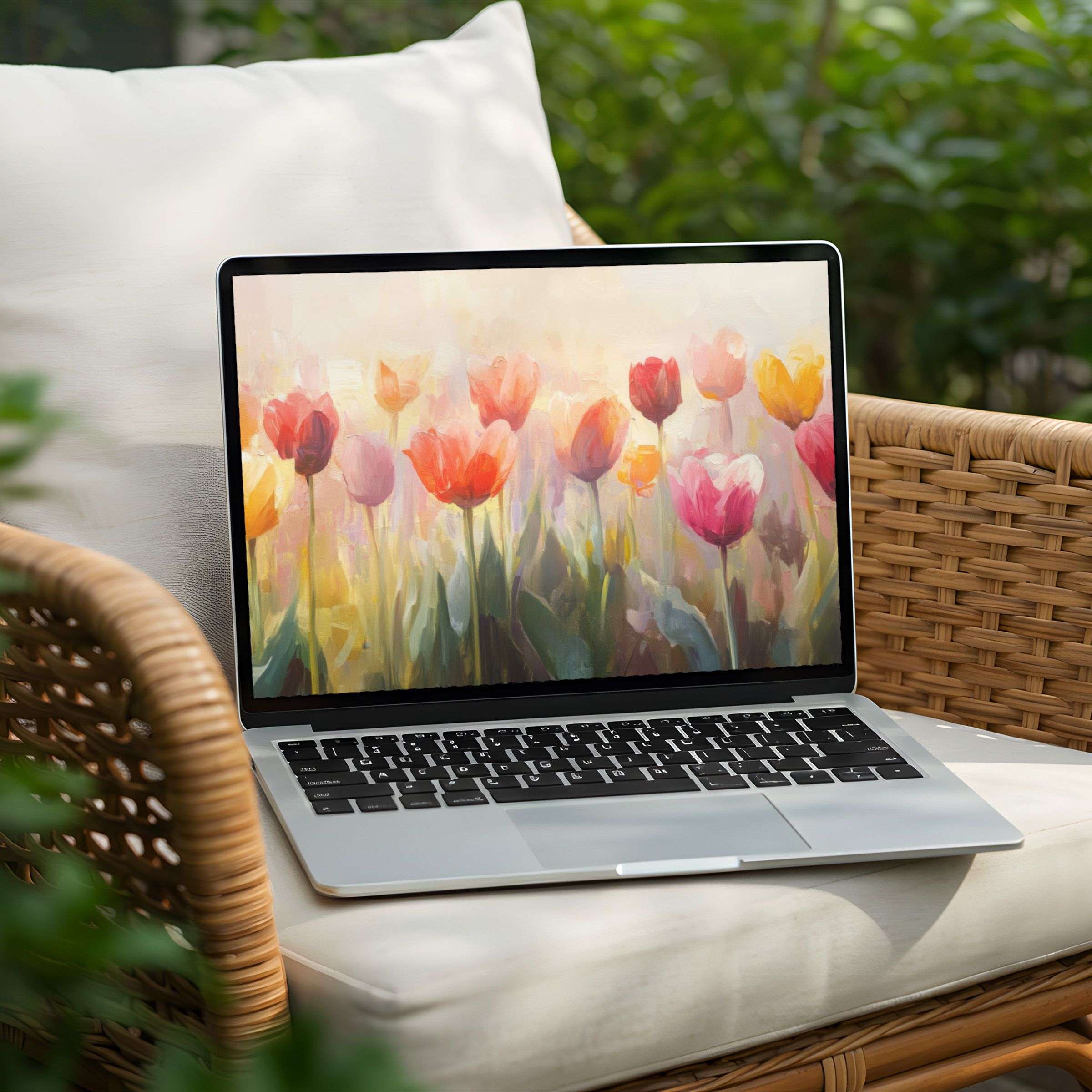 Elegant tulip artistry for your PC and Laptop desktop background Instant download to inspire calm and mindfulness through color