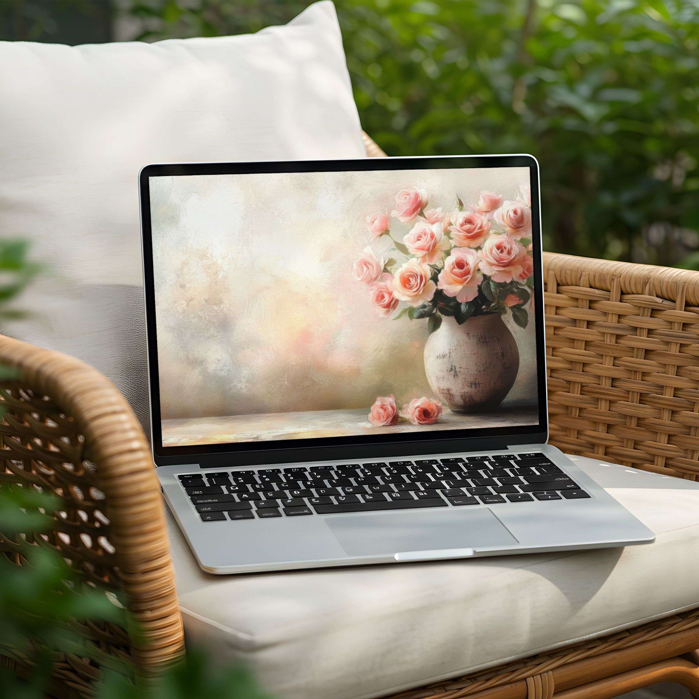 Download this elegant desktop background for PC or Laptop featuring soft pastel roses to inspire calm and mindfulness