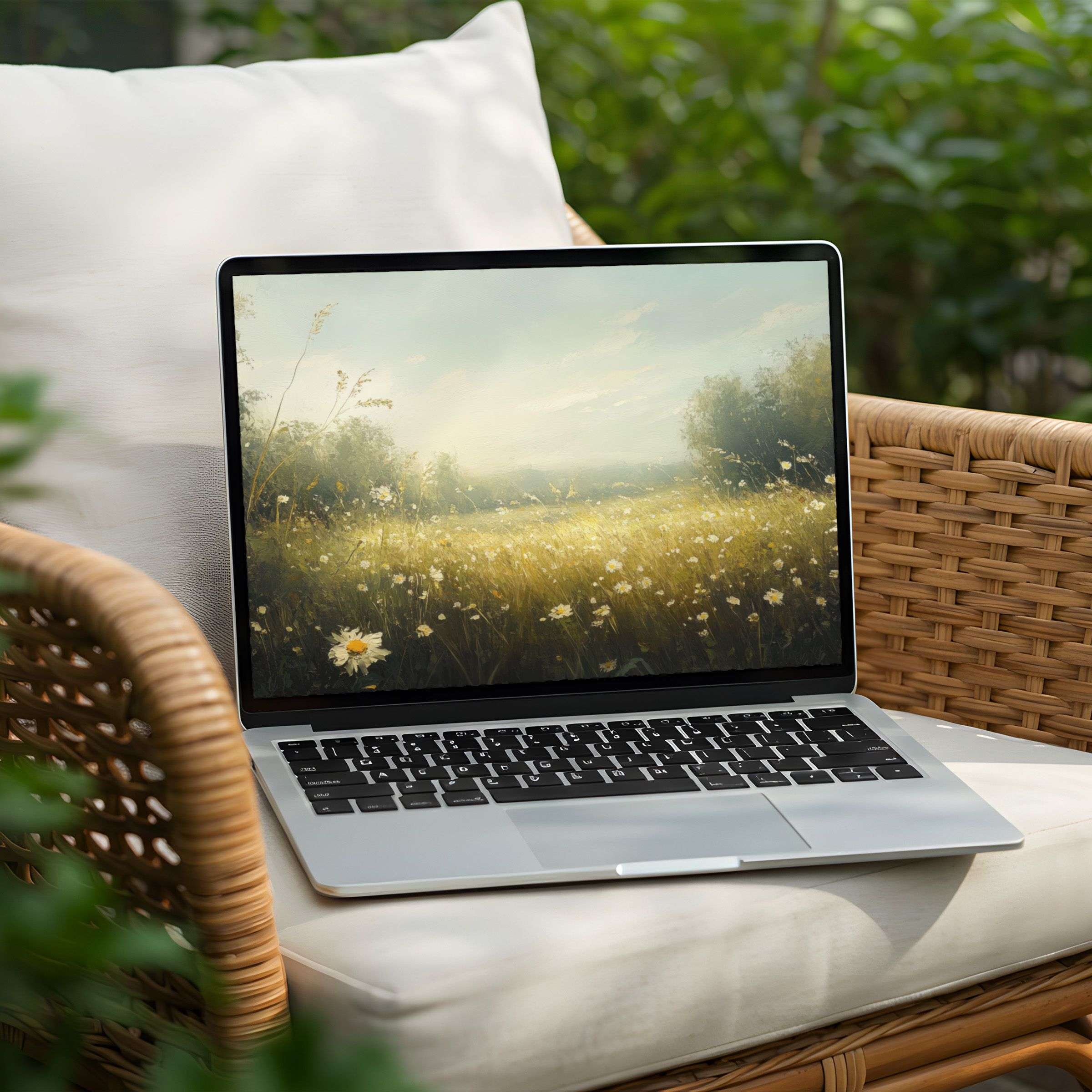 Elegant instant download desktop background for PC and Laptop featuring serene golden meadow inspiring calm mindfulness
