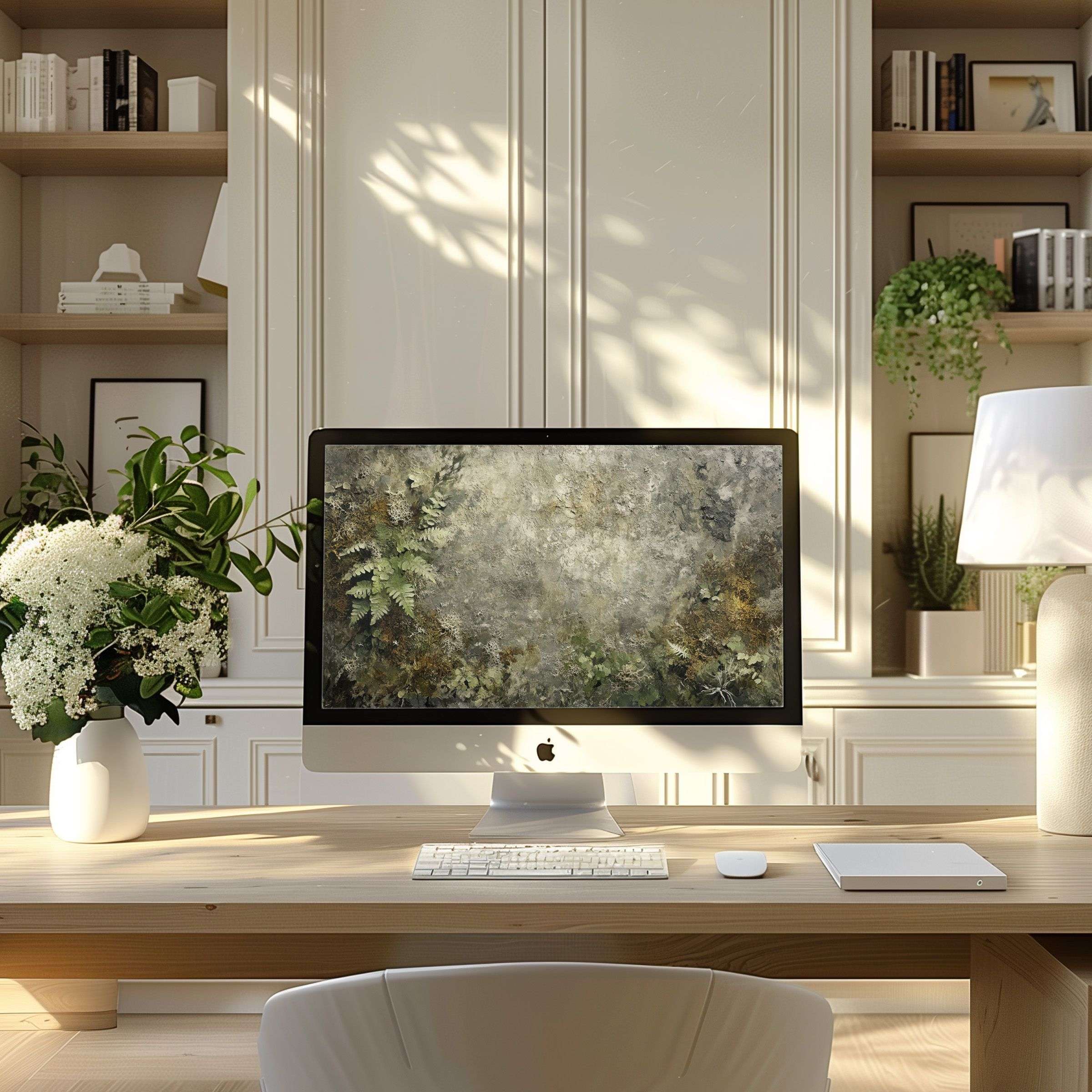Elegant botanical abstract wallpaper for computer infuses your modern PC or laptop setup with calm inspiration and digital finesse