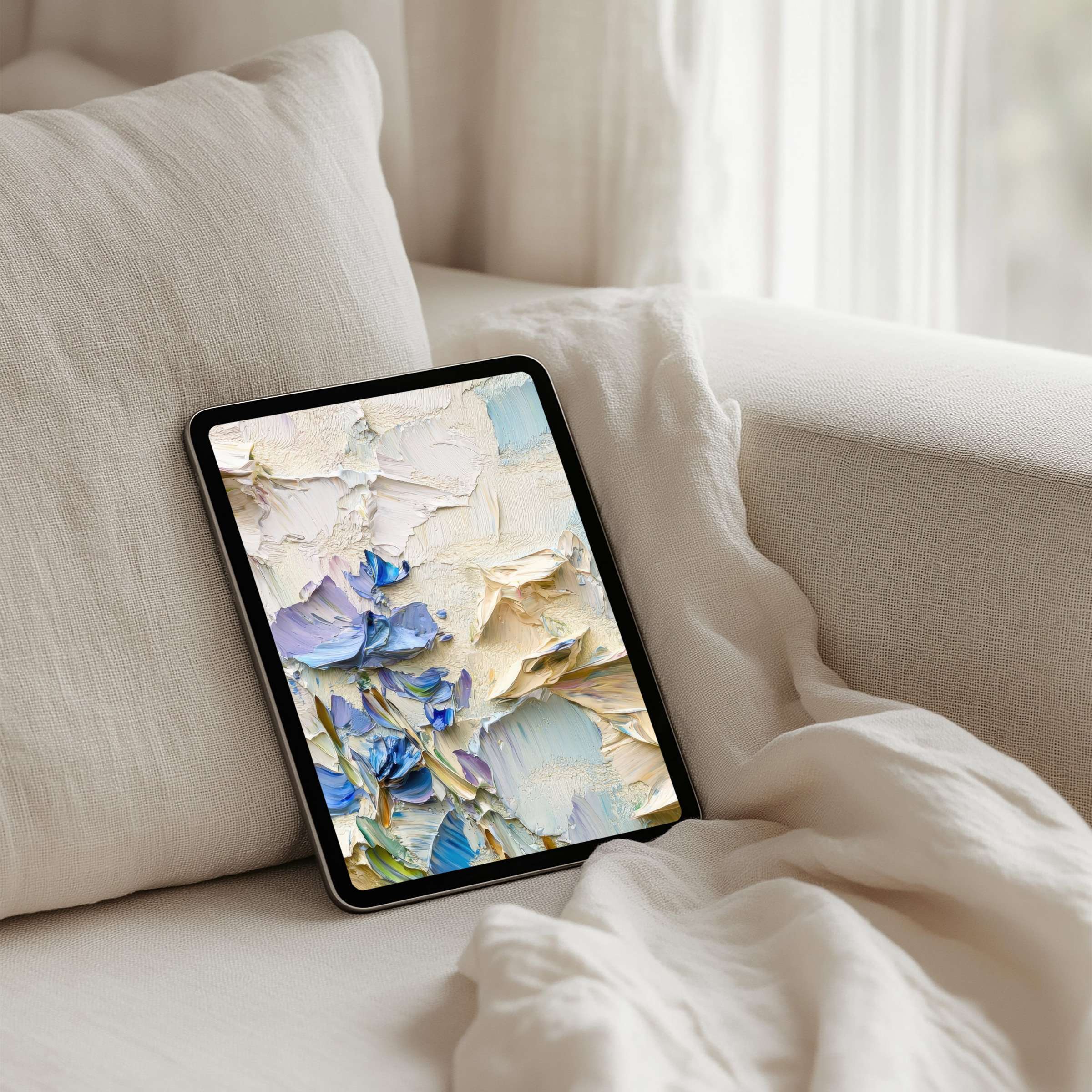 Elegant abstract art with soft muted pastels adds calm and inspiration to your iPad background tablet display instant download
