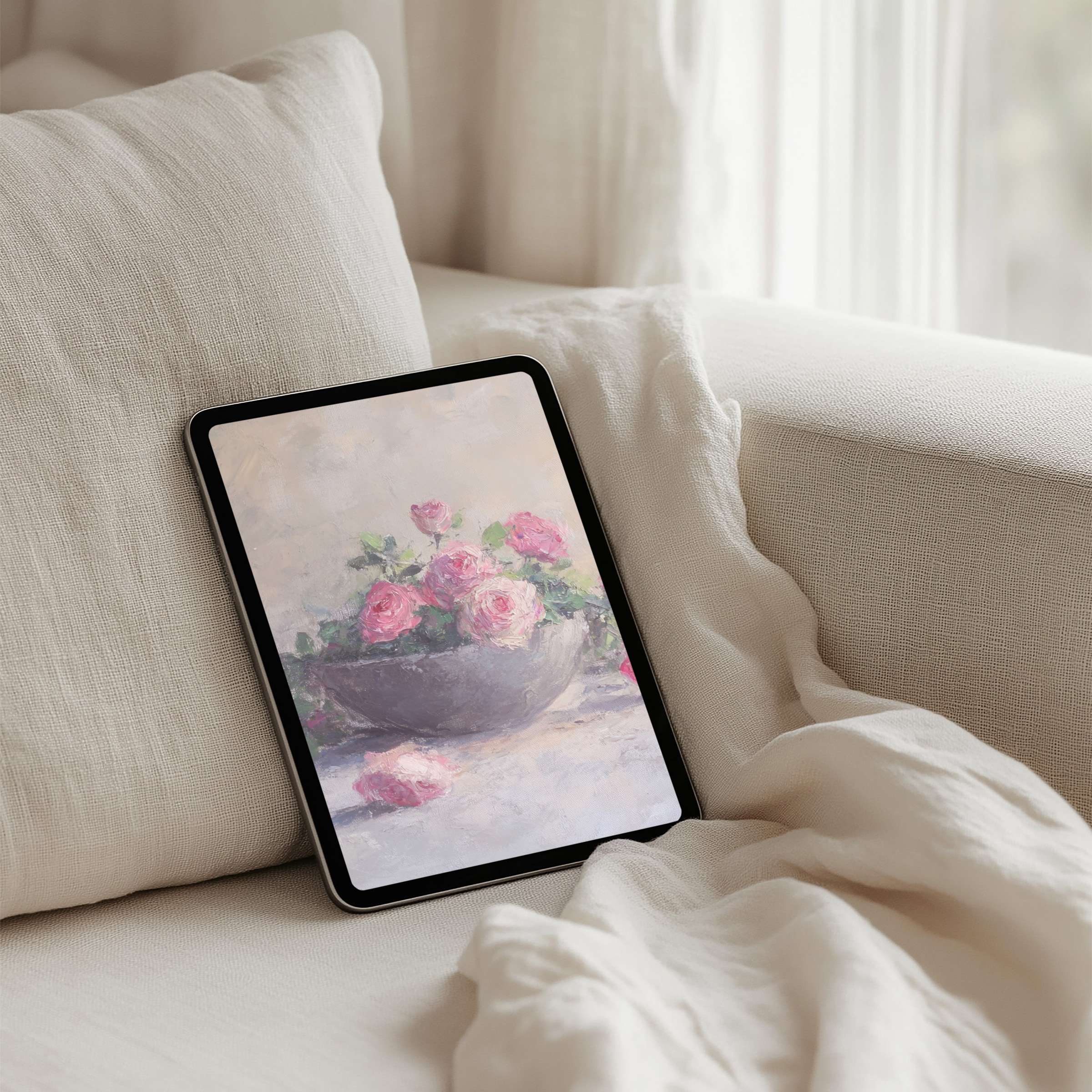 Elegant floral iPad background for a refined tablet ambiance instant download for serene and inspiring digital decor