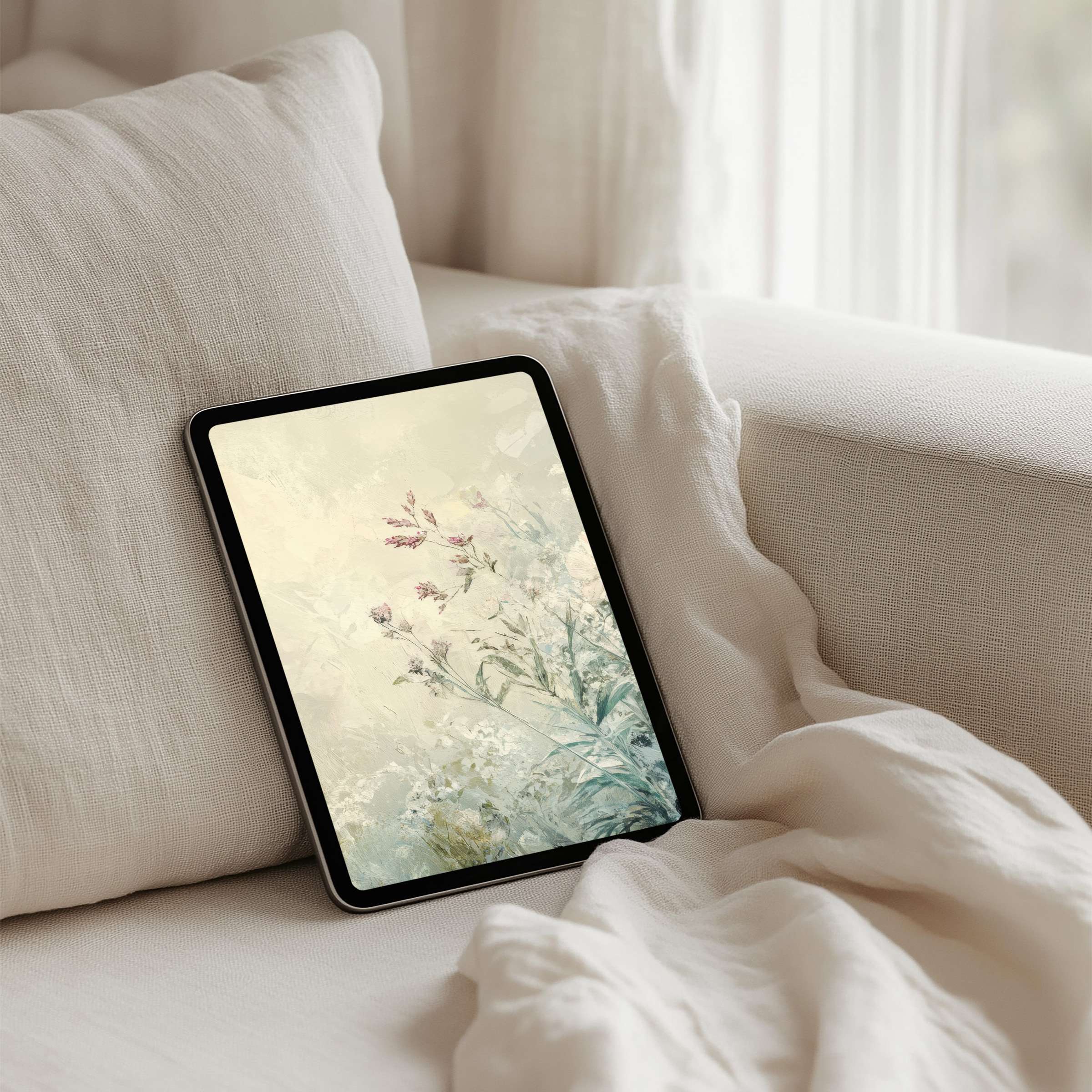Elegant floral iPad background for instant download exudes calm and inspiration ideal for your tablet's serene aesthetic