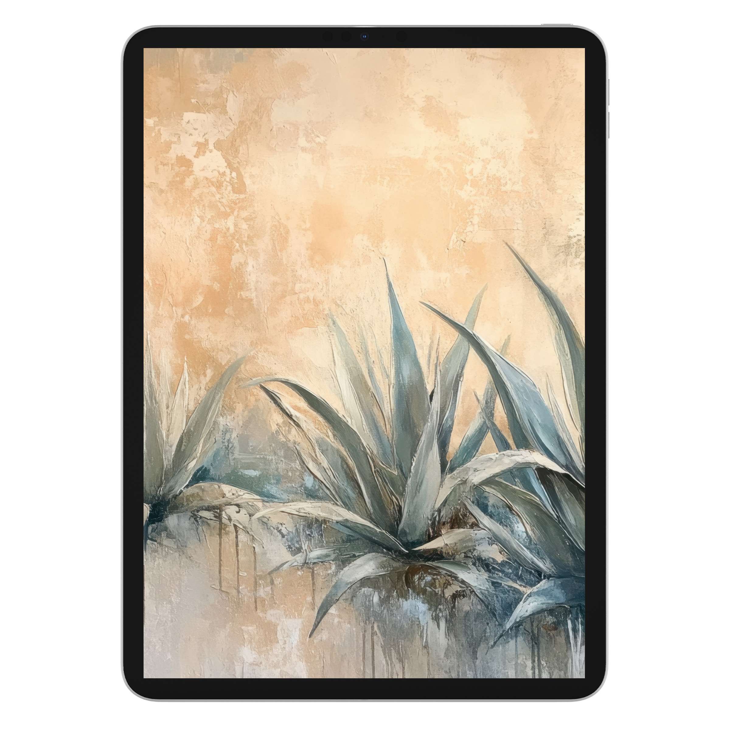 Elegant botanical iPad wallpaper featuring soothing greens on a rustic background ideal for tablet use and digital download