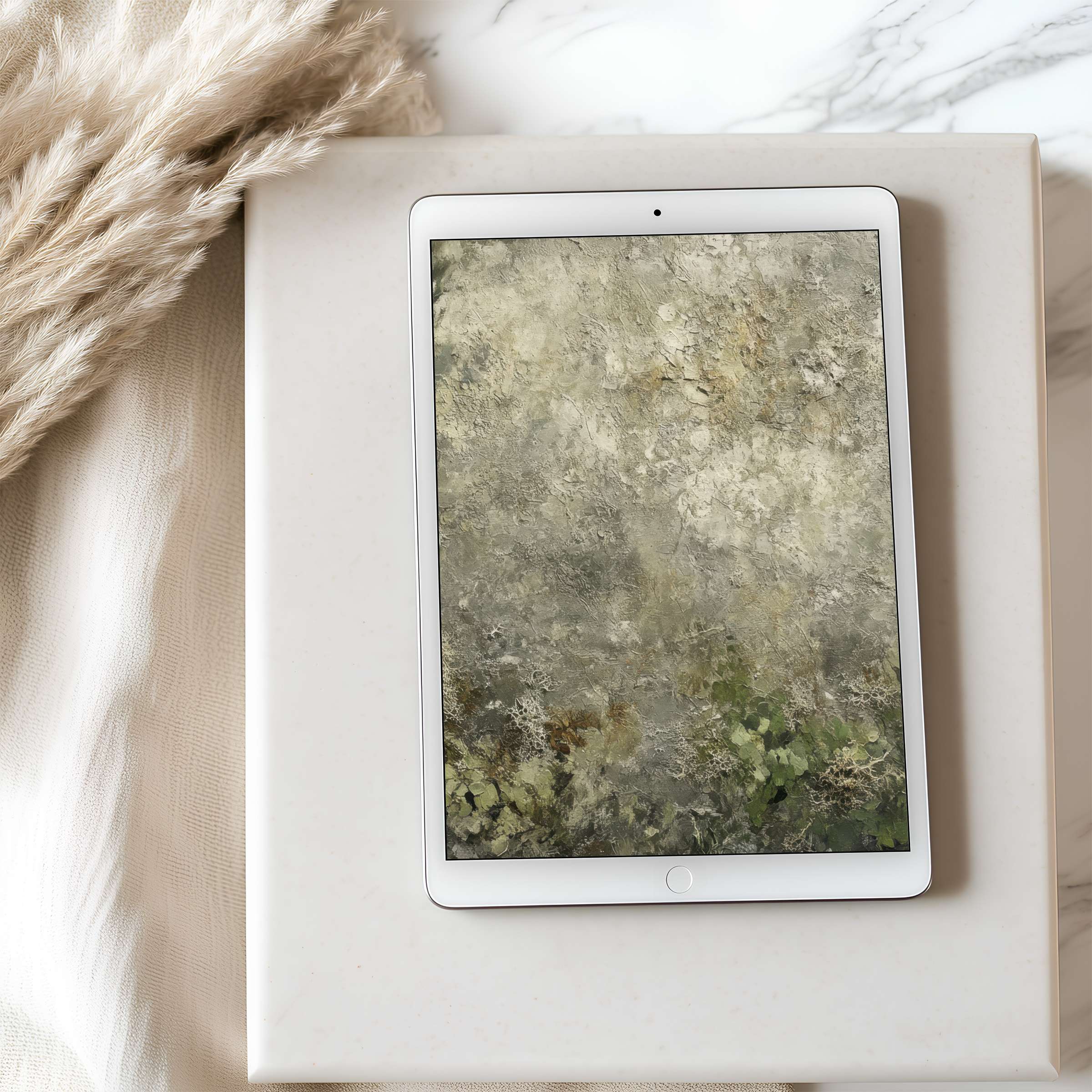 Elegant tablet wallpaper in muted earth tones, perfect high-resolution art for iPad and Android tablets, offering calming digital download
