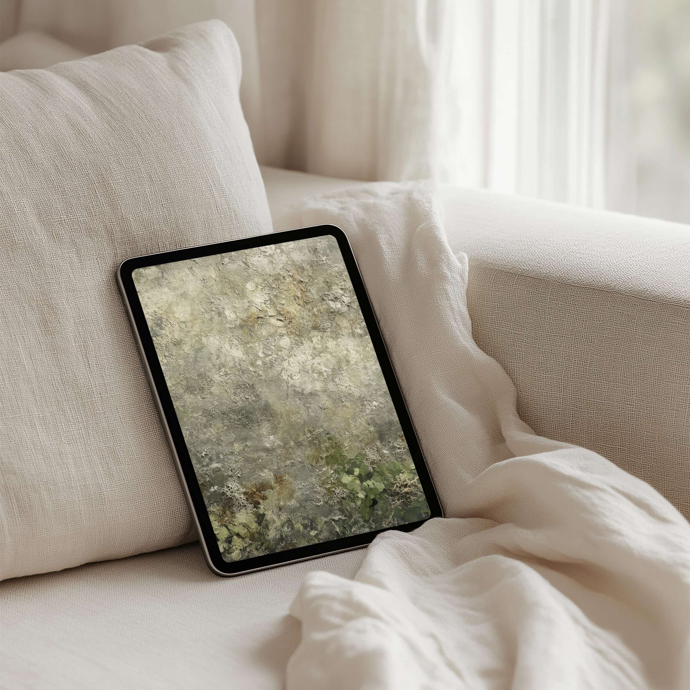 Elegant iPad background featuring tranquil abstract textures, perfect for instant download on any tablet offering mindful inspiration