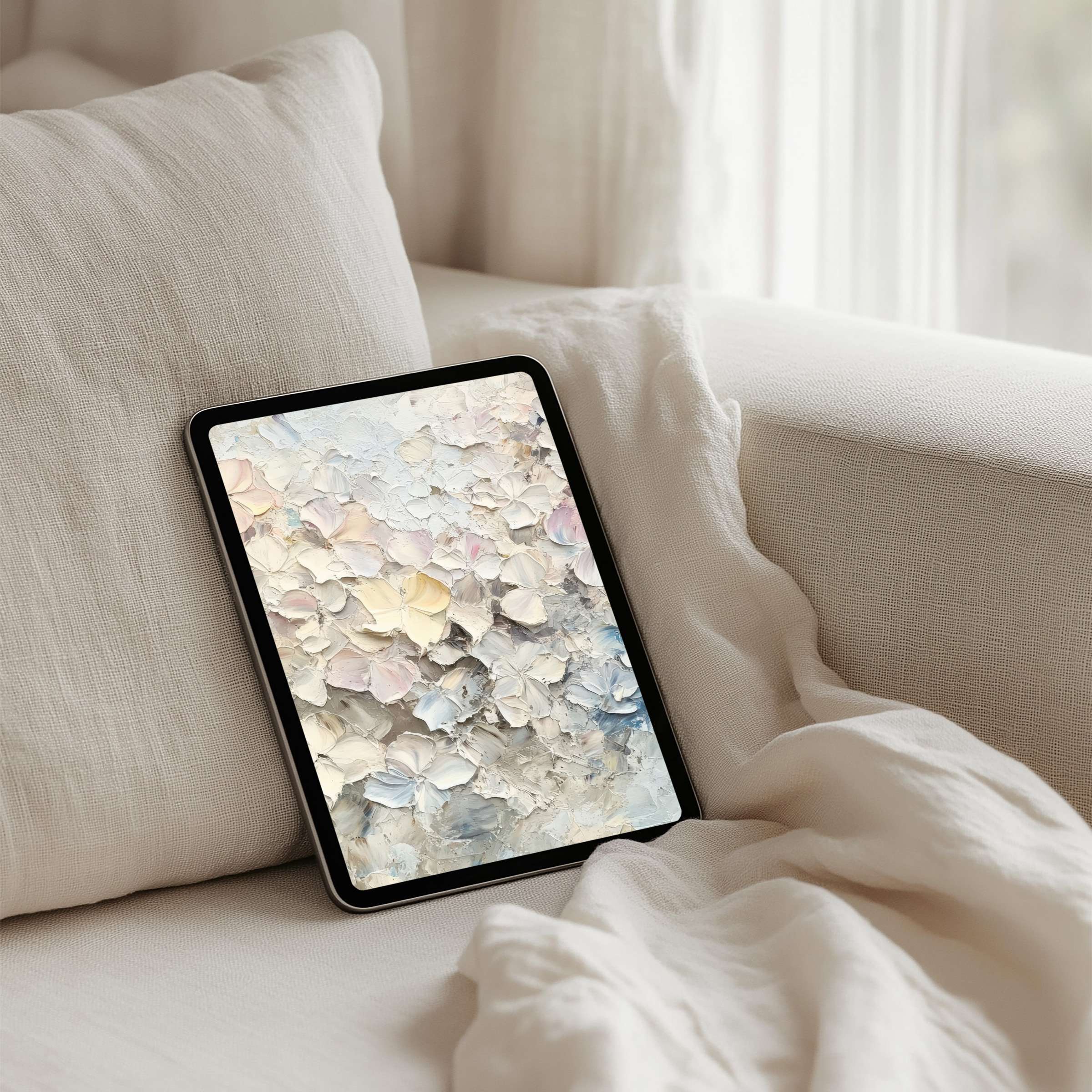 Elegant pastel textural art creating a calming iPad background for instant download to tablet inspiring mindfulness and beauty