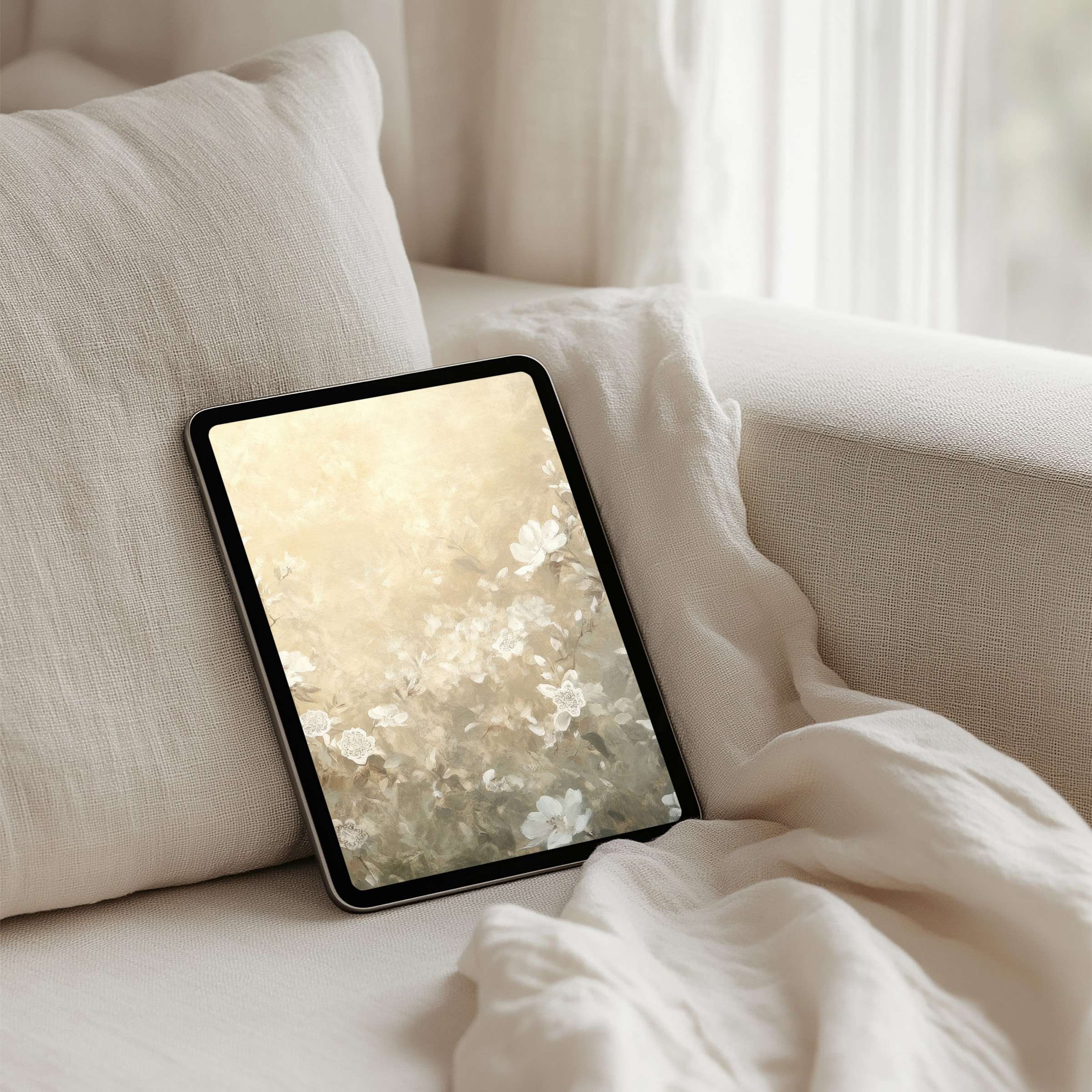Elegant floral iPad background perfect for tablets offers calm inspiration for a mindful setup instant download for design lovers
