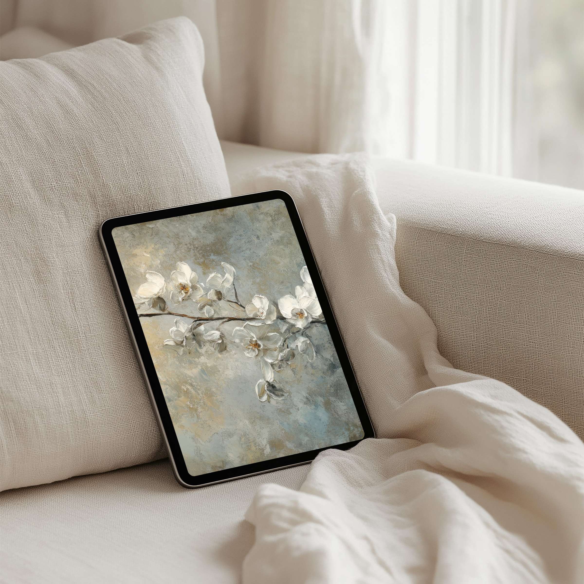 Elegant floral iPad background offering calm and inspiration for your tablet instant download for seamless beauty and mindfulness