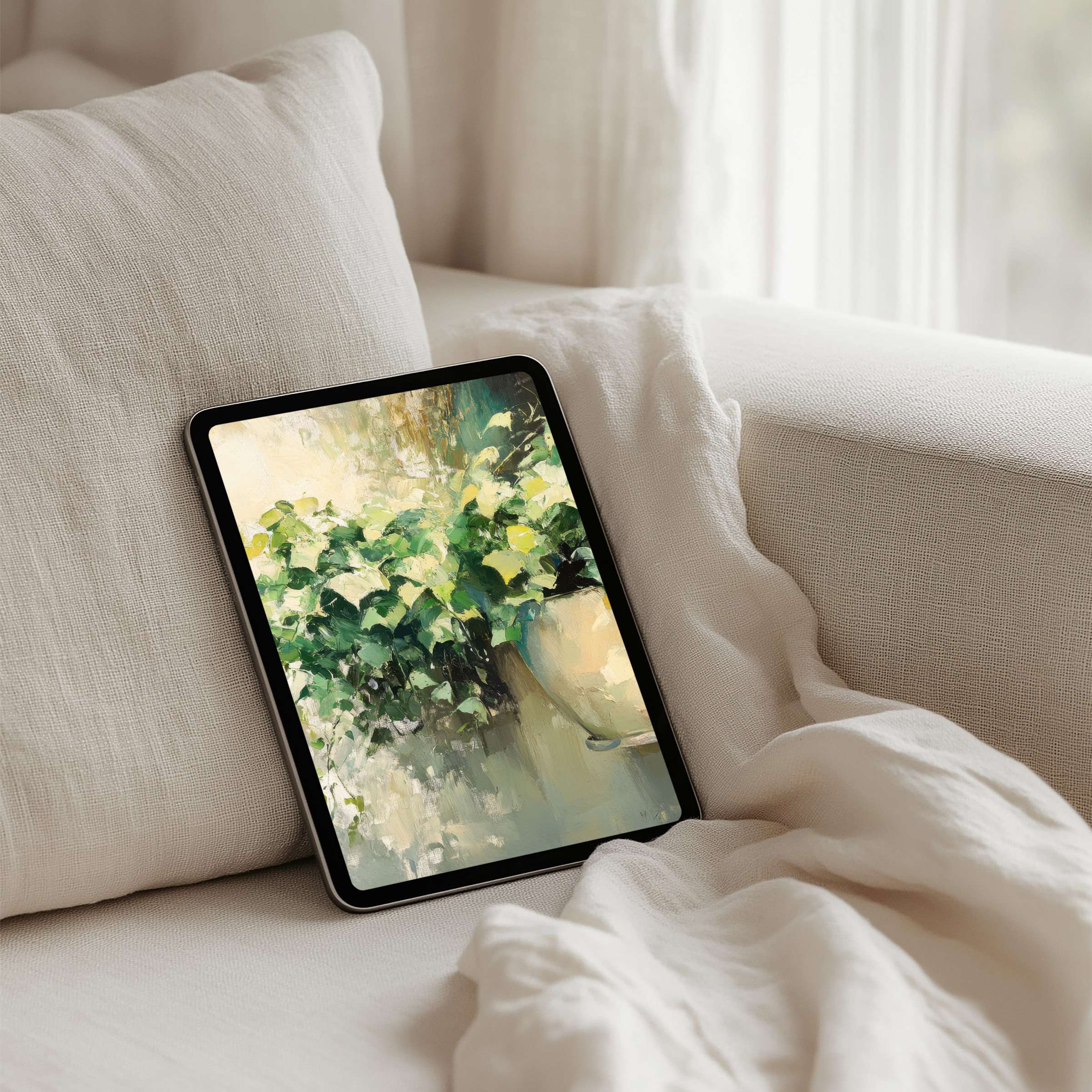 Tranquil floral digital art as iPad background offers instant download for tablet users seeking calm and inspiring elegance