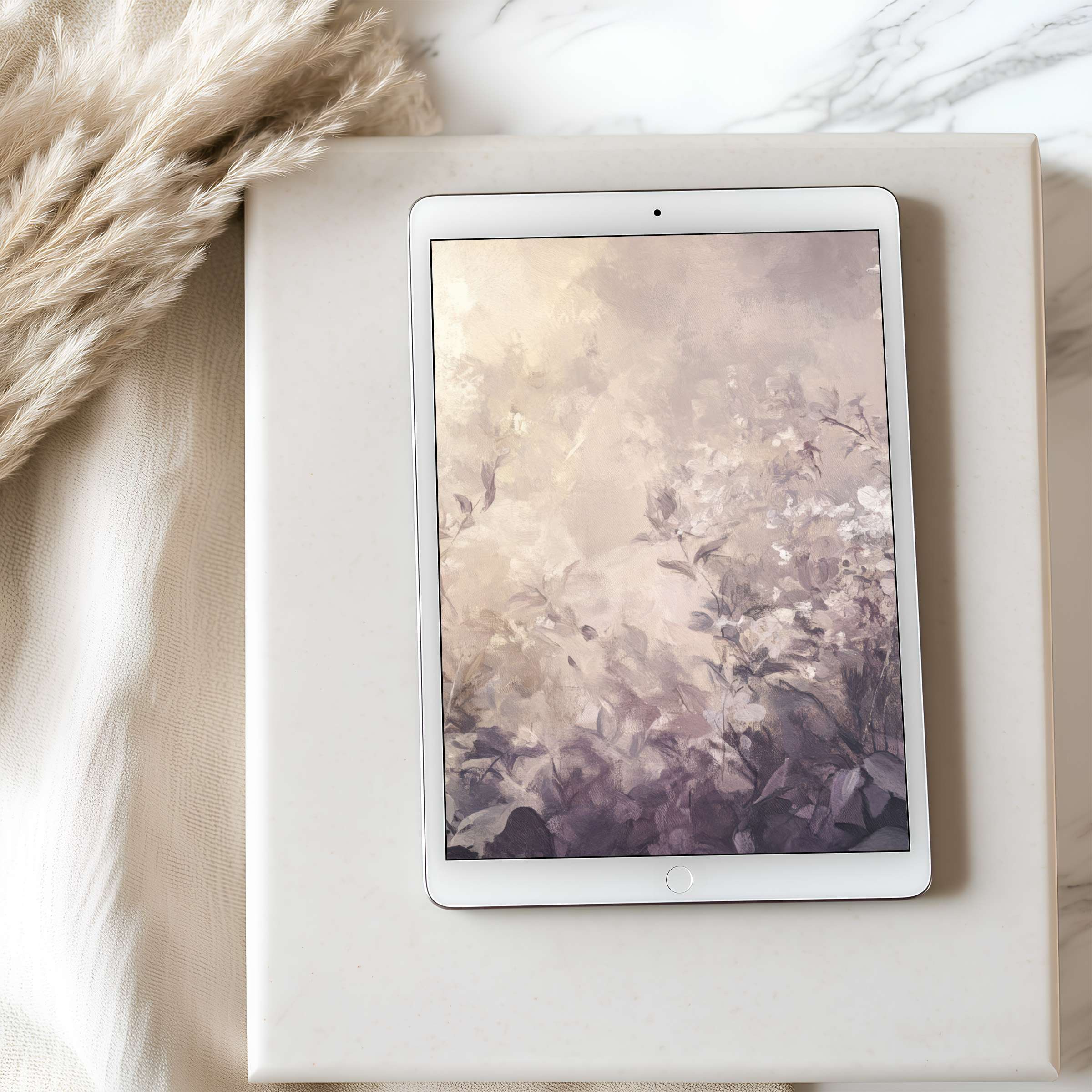 Elegant floral tablet wallpaper with soft pastels and abstract art, perfect for high resolution iPad download, inspiring calm