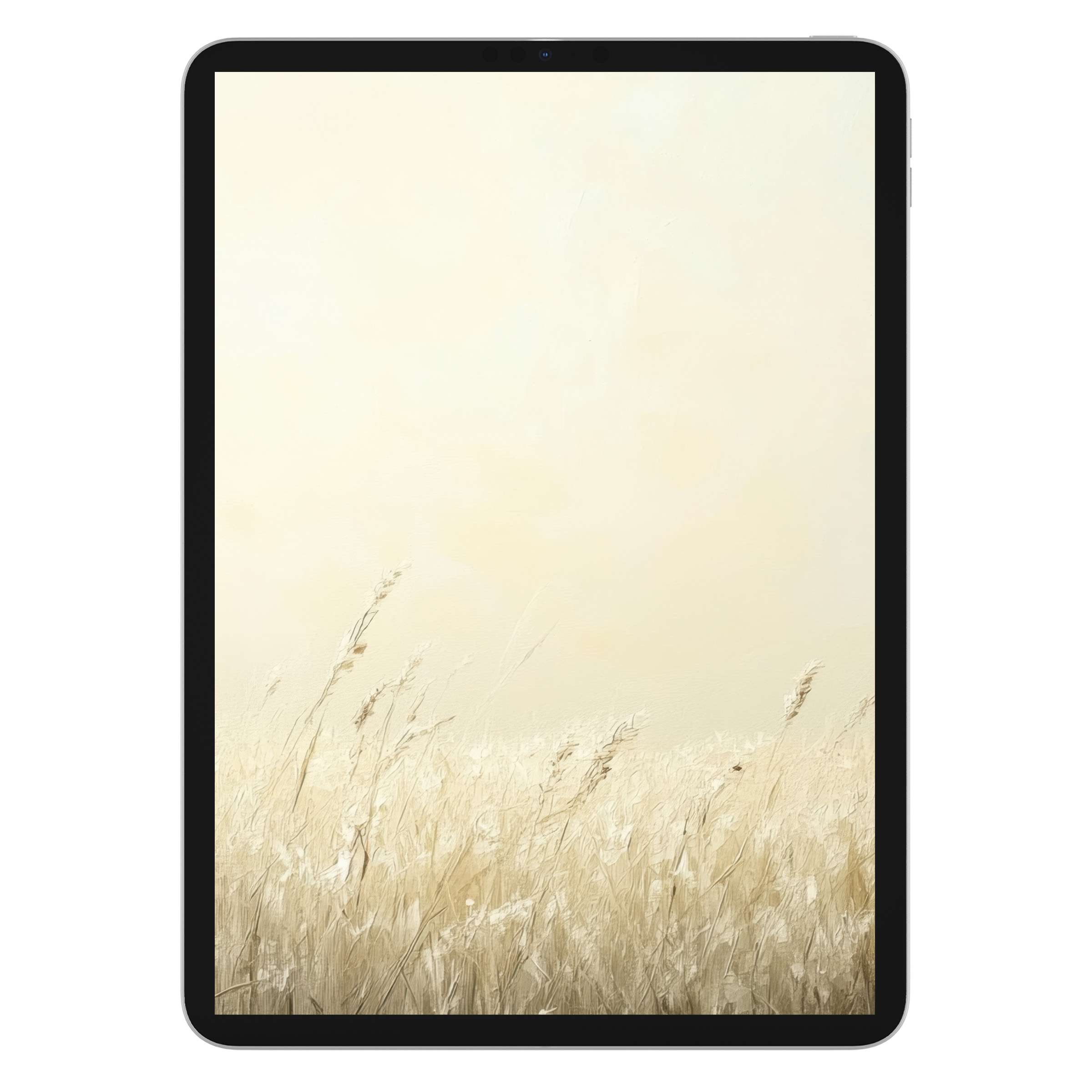Elegant botanical iPad wallpaper featuring serene beige grasses, ideal as a calming digital download background for tablets and devices