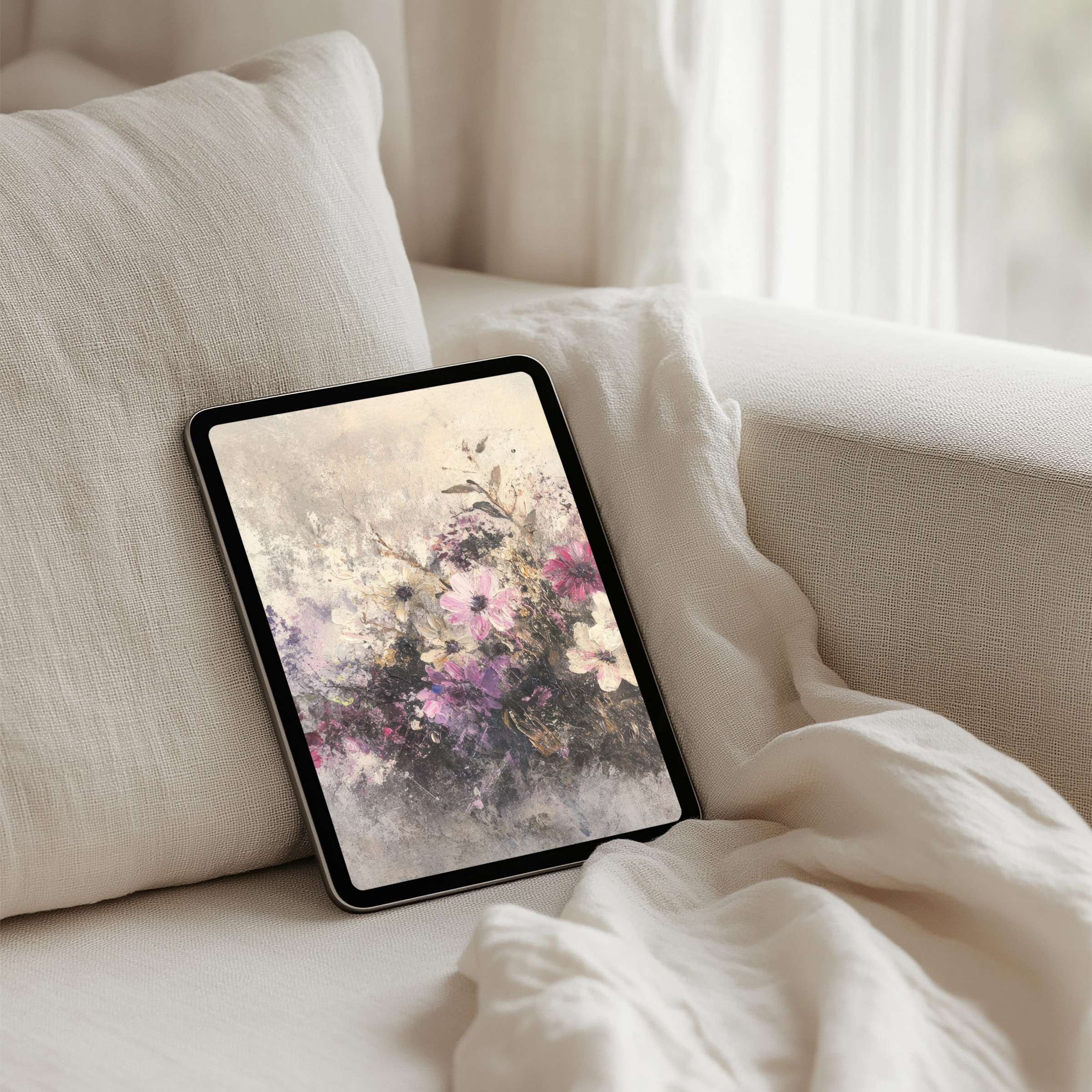 Elegant floral iPad background for instant download exudes calm and inspiration fits all tablets enhances mindful living