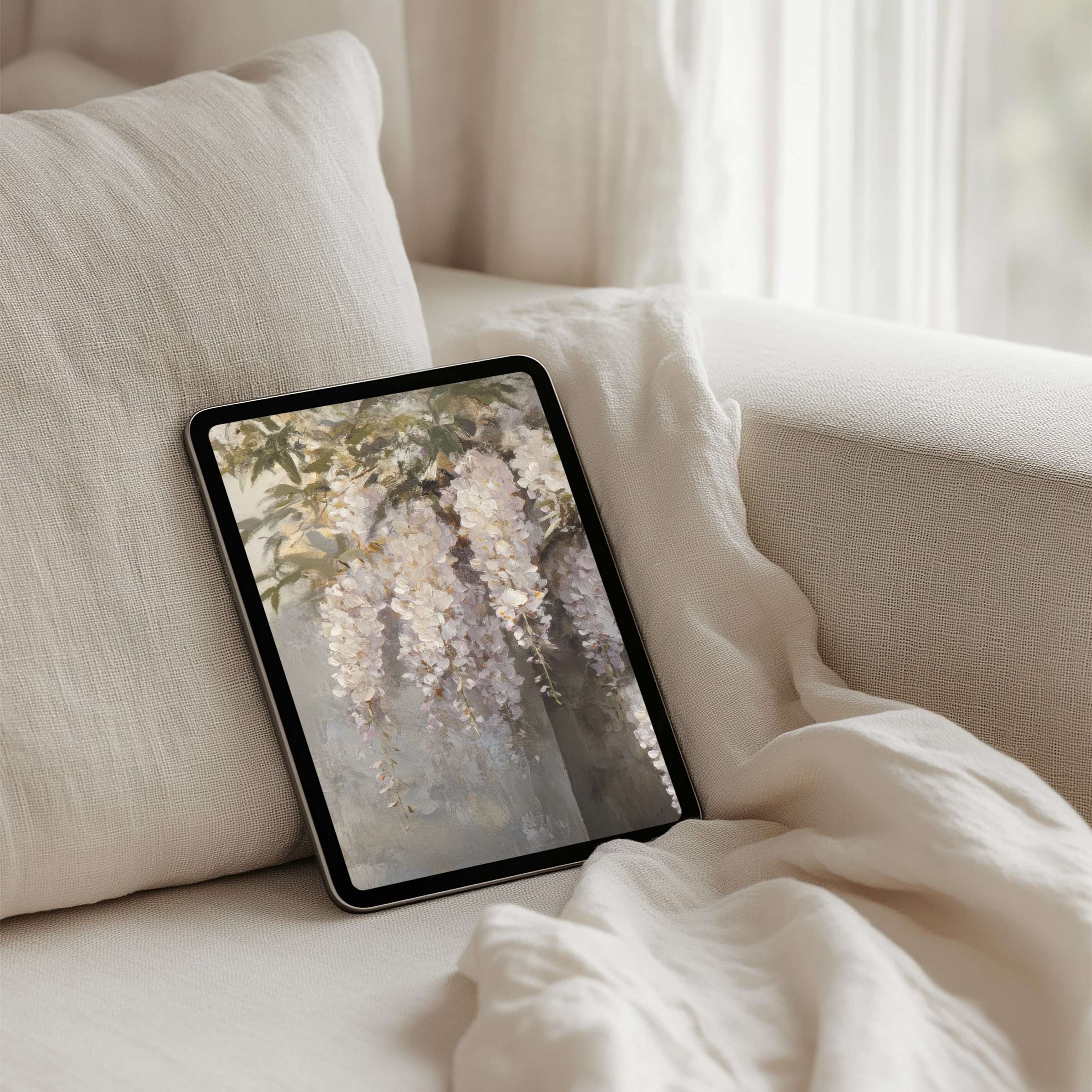 Elegant floral art iPad background offers instant download for your tablet bringing calm inspiration to any Android or Samsung screen