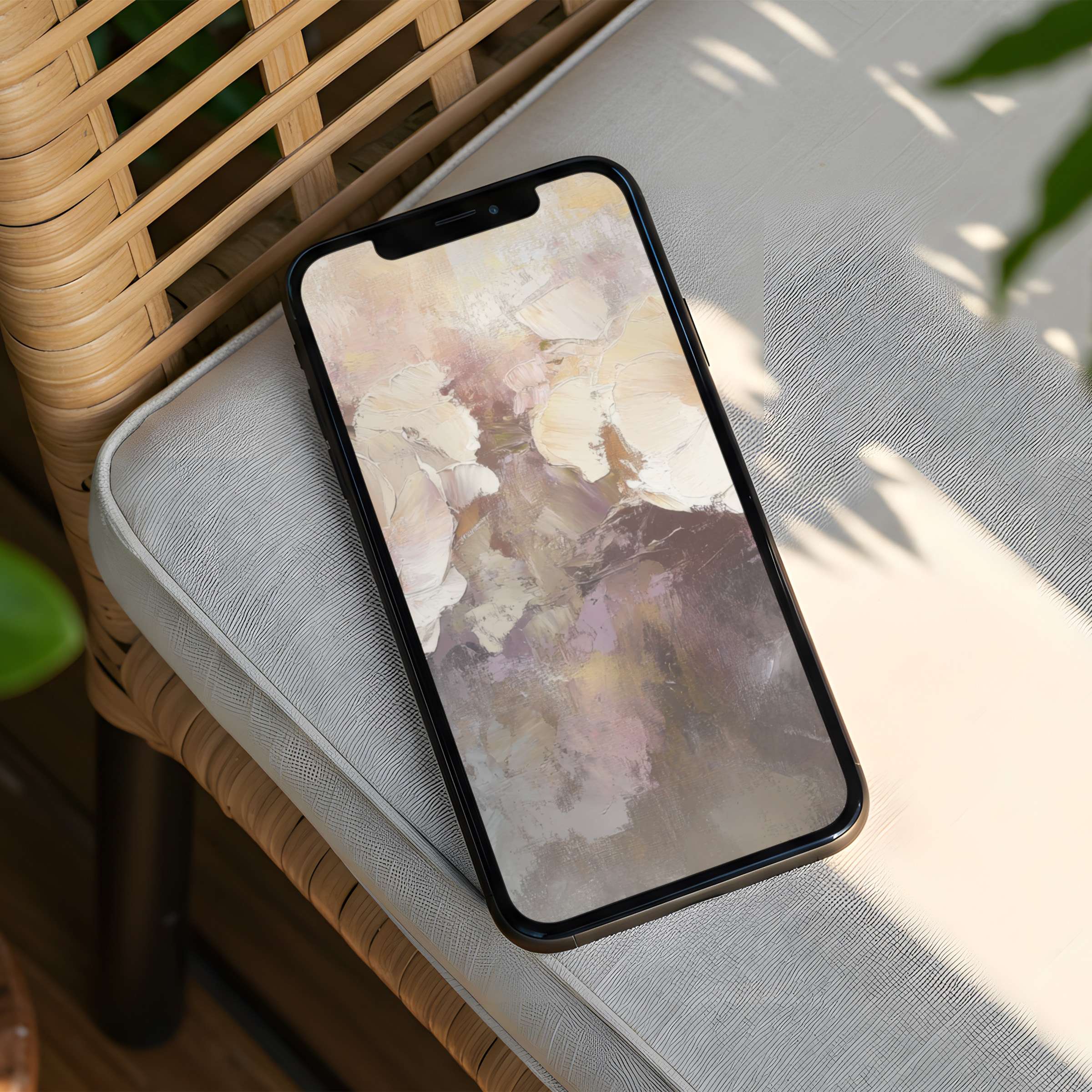 Elegant abstract art iPhone background featuring calming pastel hues for instant download, enhancing phone aesthetics for mindful living