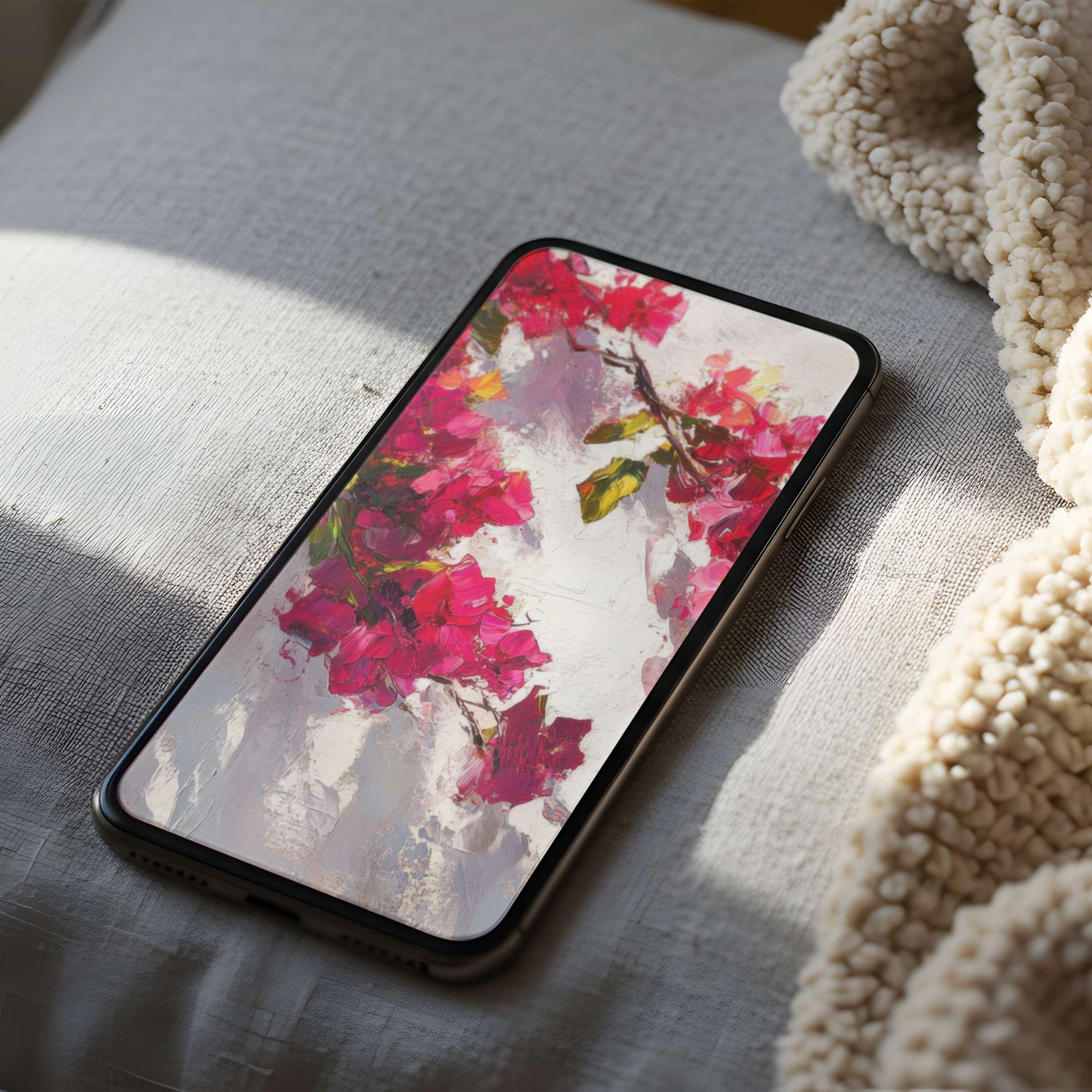 Elegant pink floral phone wallpaper with high-resolution detail, enhancing calm aesthetics on your iPhone or Android device, downloadable now