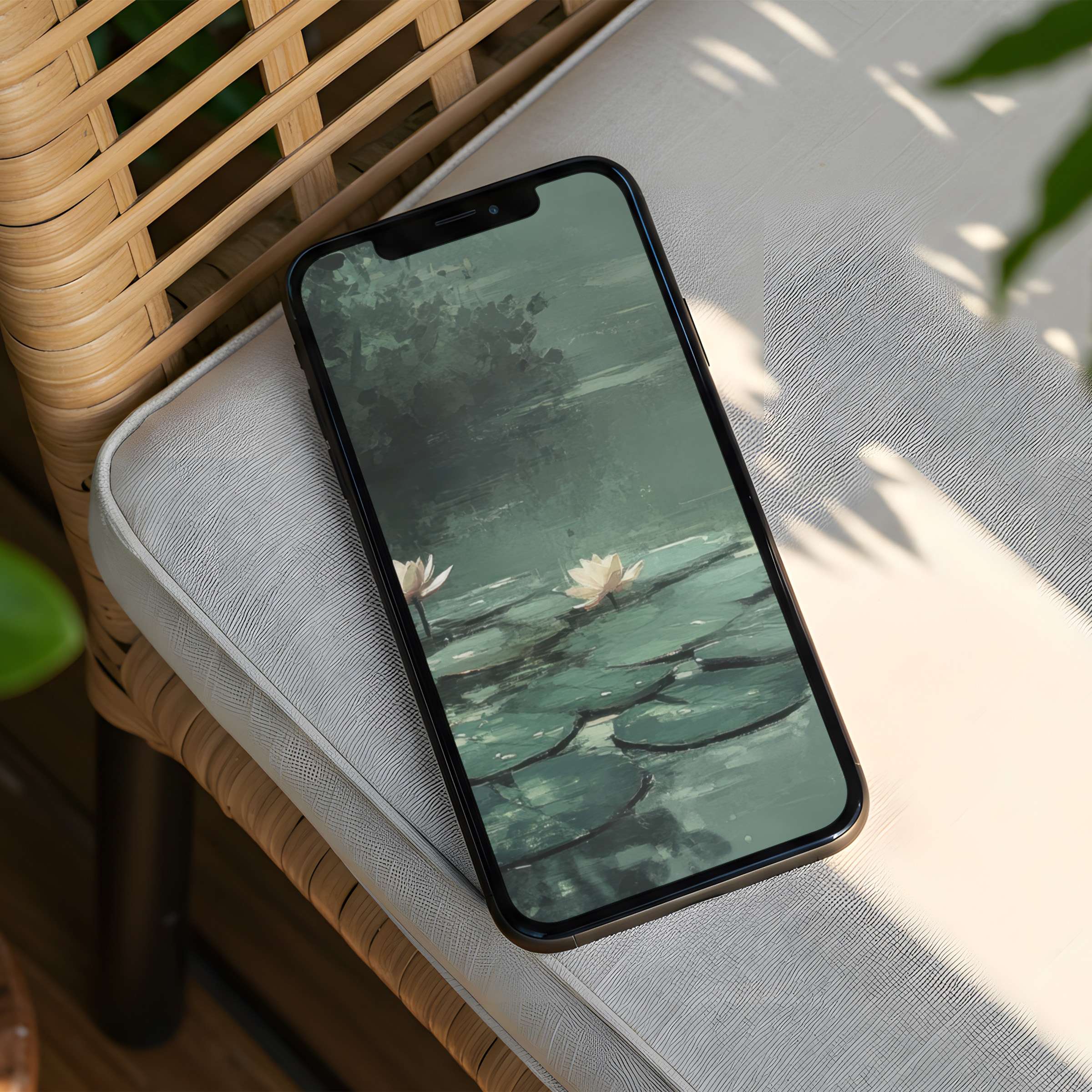 Calm your mind with this elegant lotus pond iPhone background art perfect for any phone with instant download available