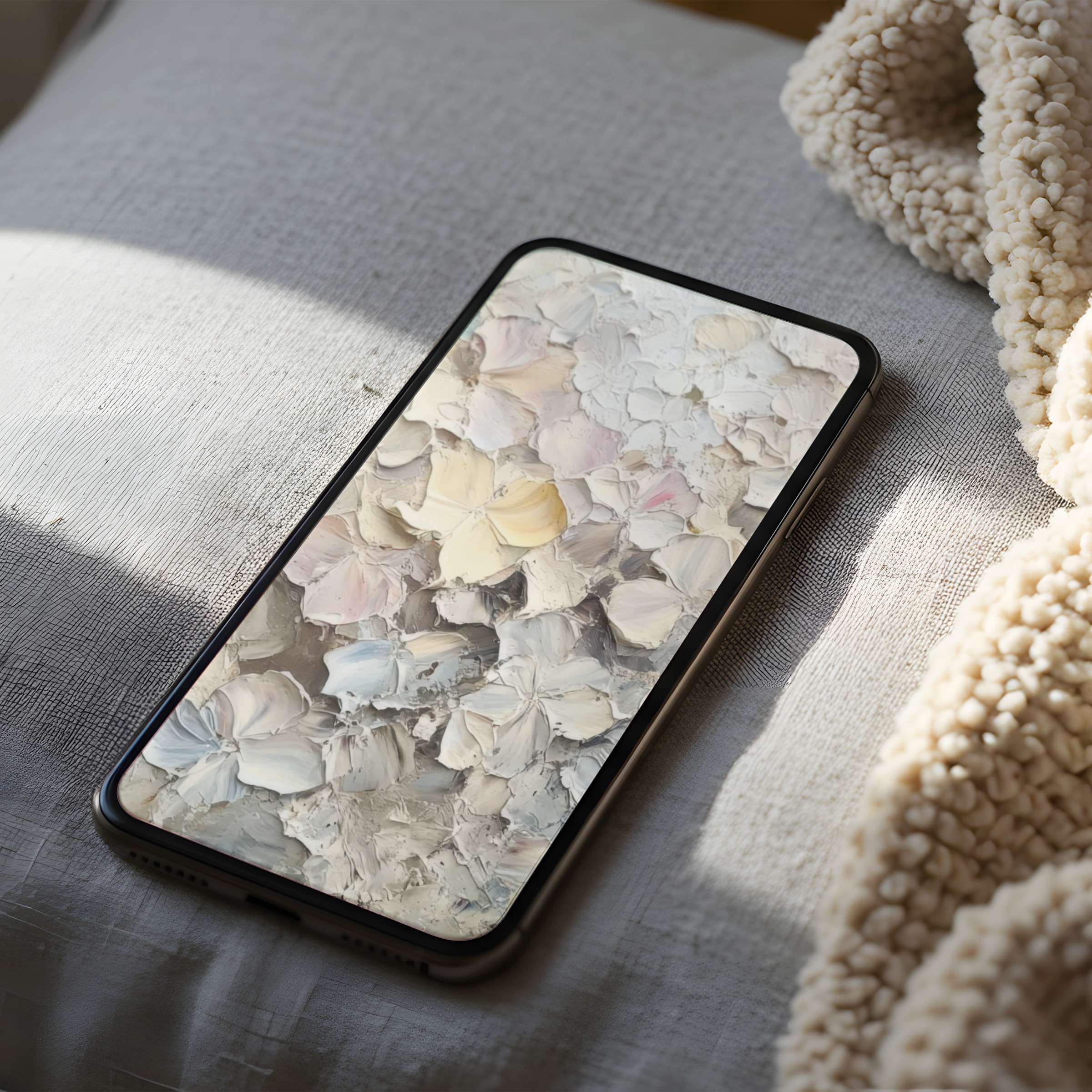 Elegant pastel floral phone wallpaper in high resolution, perfect for both iPhone and Android, offering calm beauty and digital ease