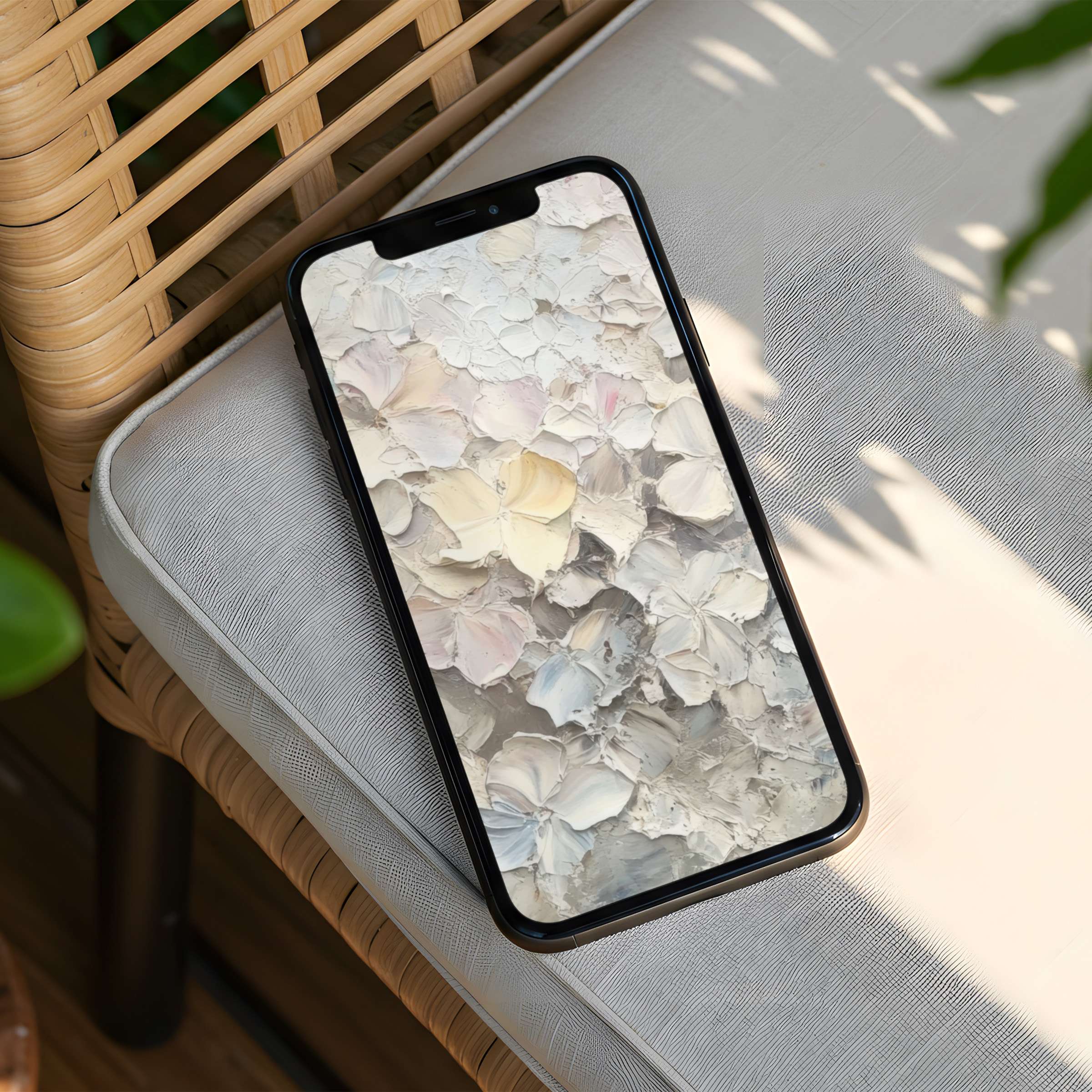 Elegant floral iPhone background with calming pastel petals offers instant download for mindful phone aesthetics and tranquility