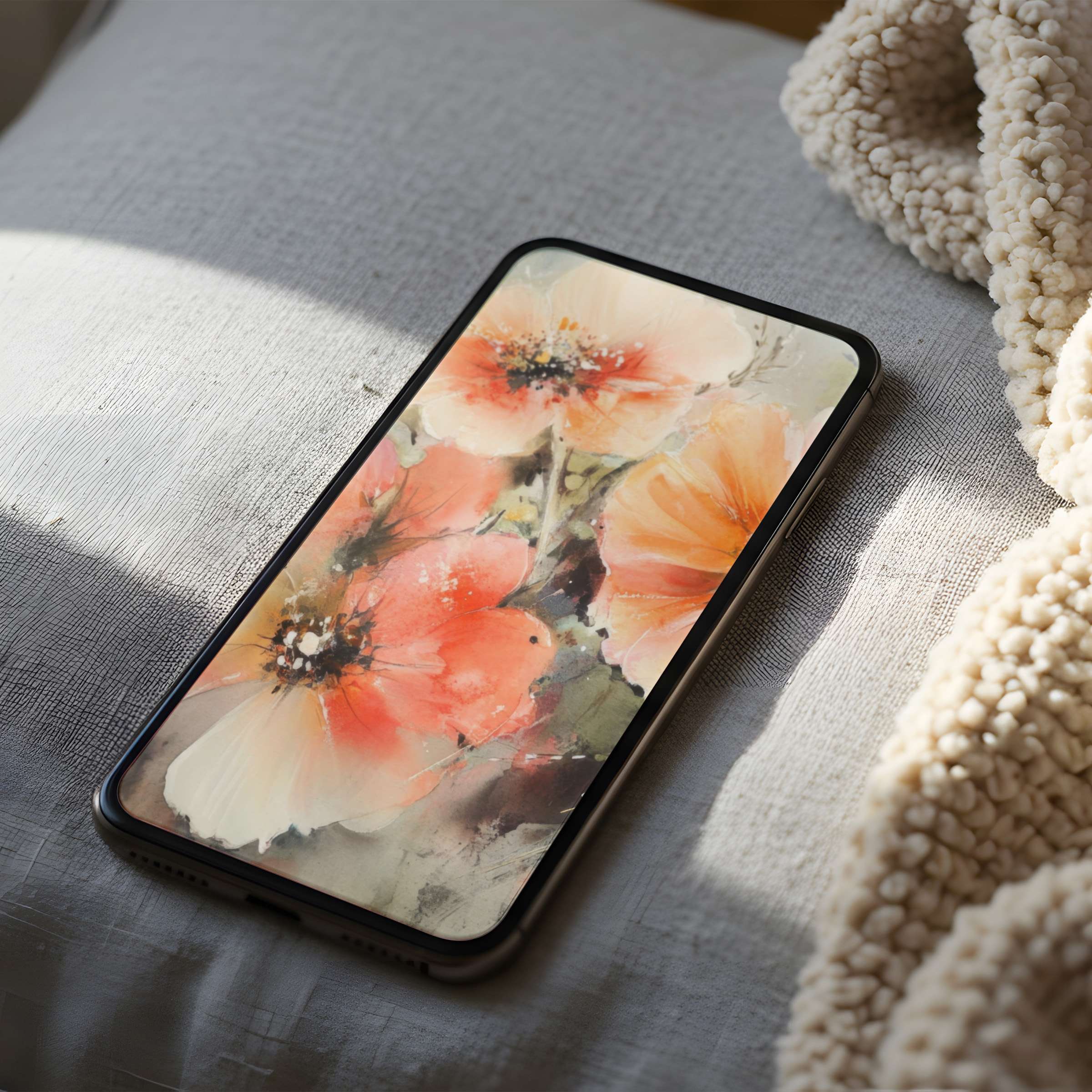 Elegant floral phone wallpaper in soft pastels, perfect for iPhone and Android High-resolution digital download brings calm to your space