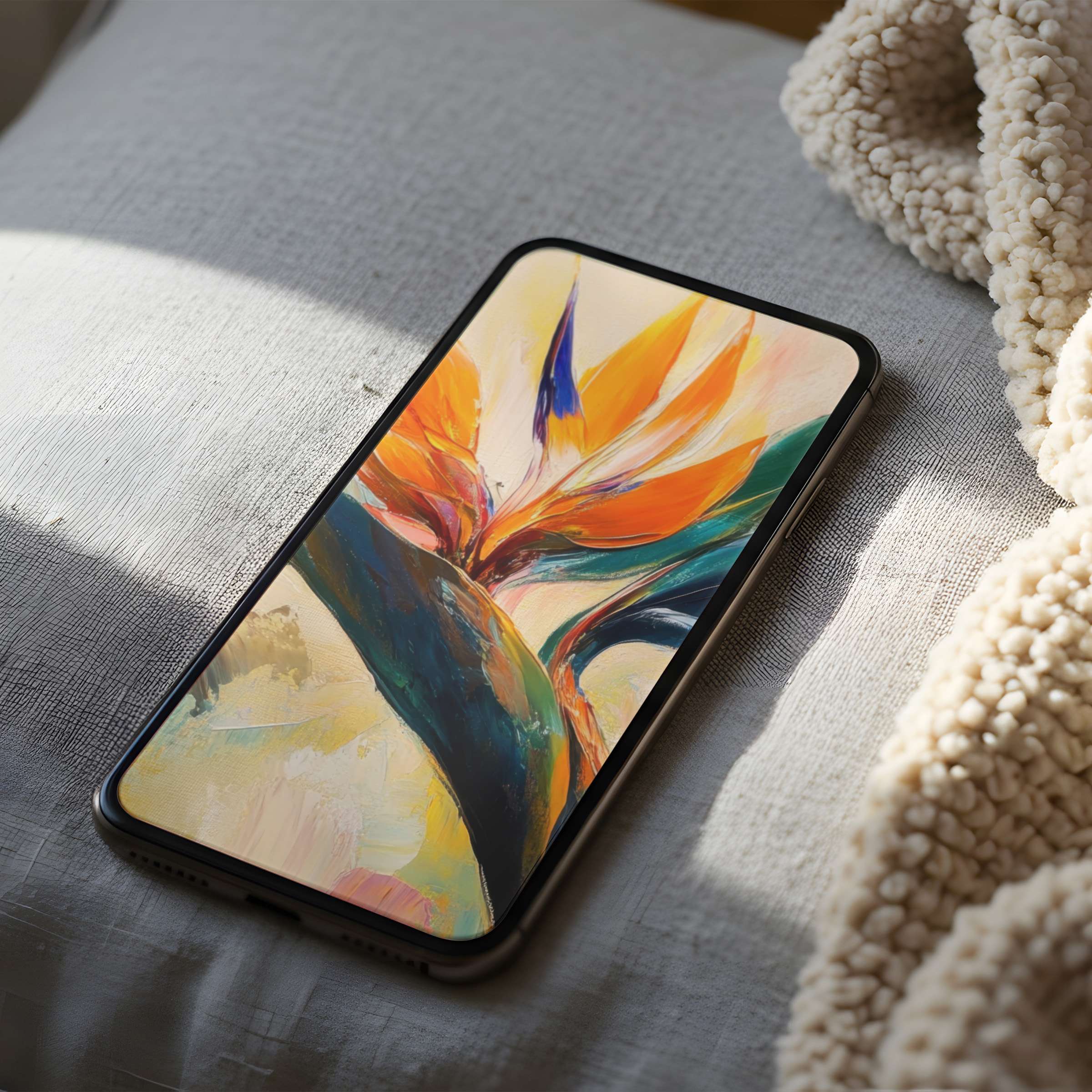 Elegant phone wallpaper featuring vibrant abstract floral design in high resolution, perfect for iPhone and Android digital download
