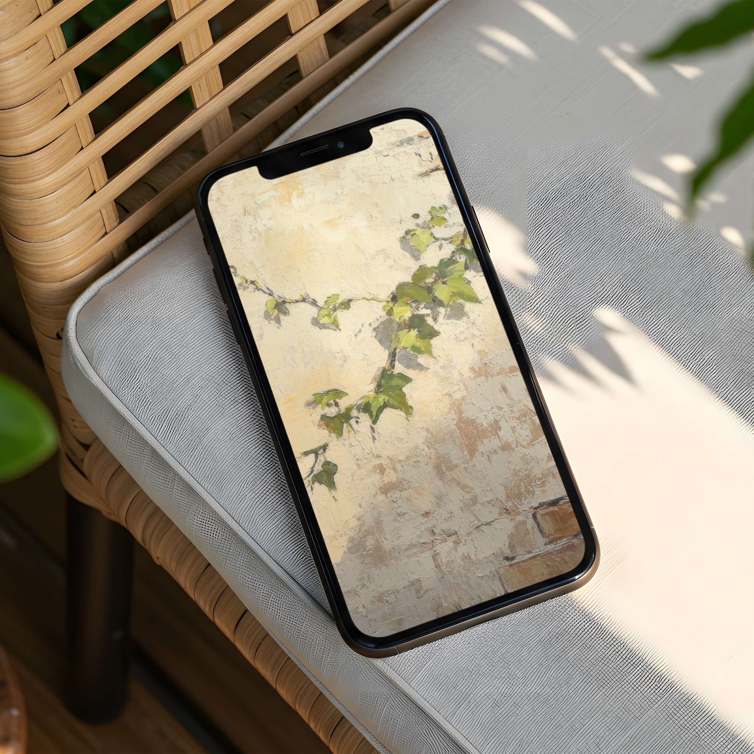 Elegant ivy art for iPhone background exudes calm and mindfulness with its earthy textures instant download for your phone