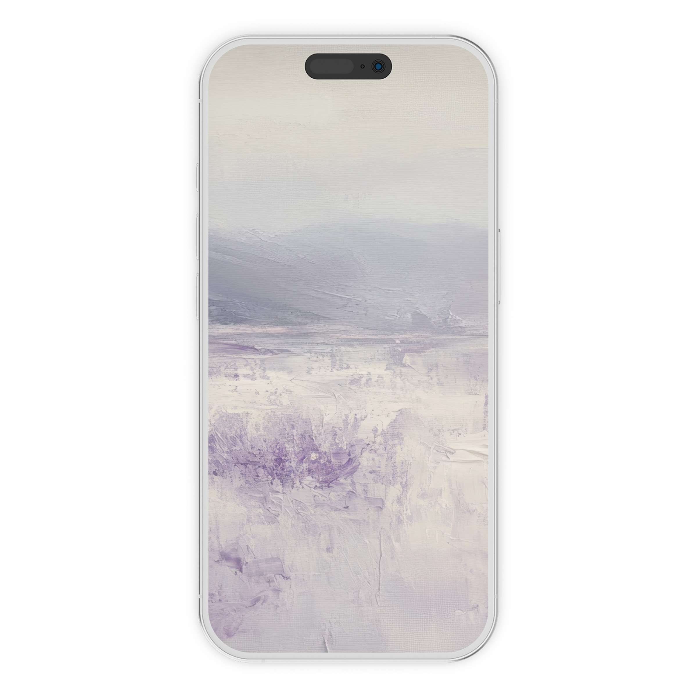 Elegant botanical iPhone wallpaper with soothing lavender hues and textured brushstrokes for serene phone background digital download