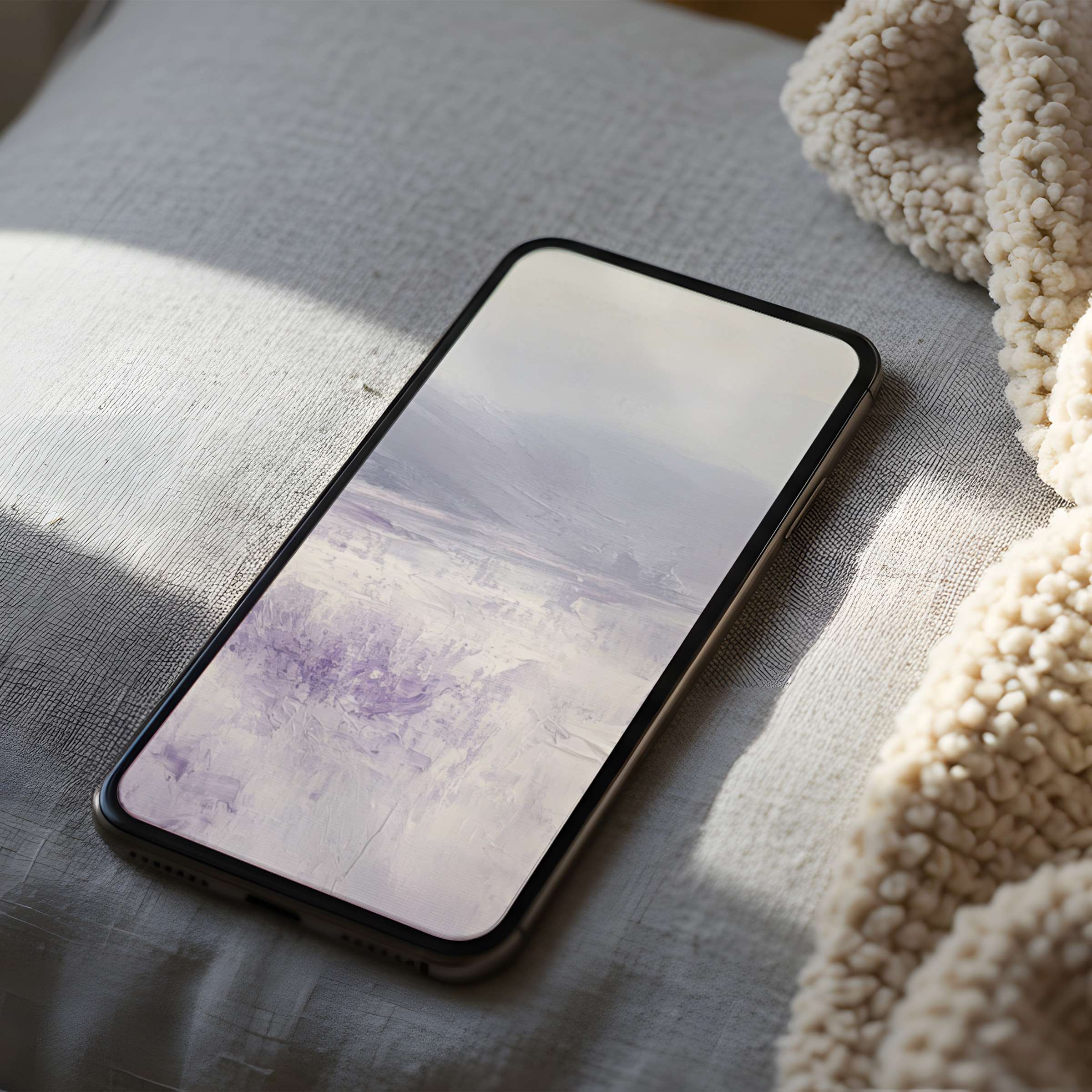 Elegant phone wallpaper featuring soothing pastel tones and abstract landscapes, perfect for high-resolution digital download on iPhone or Android