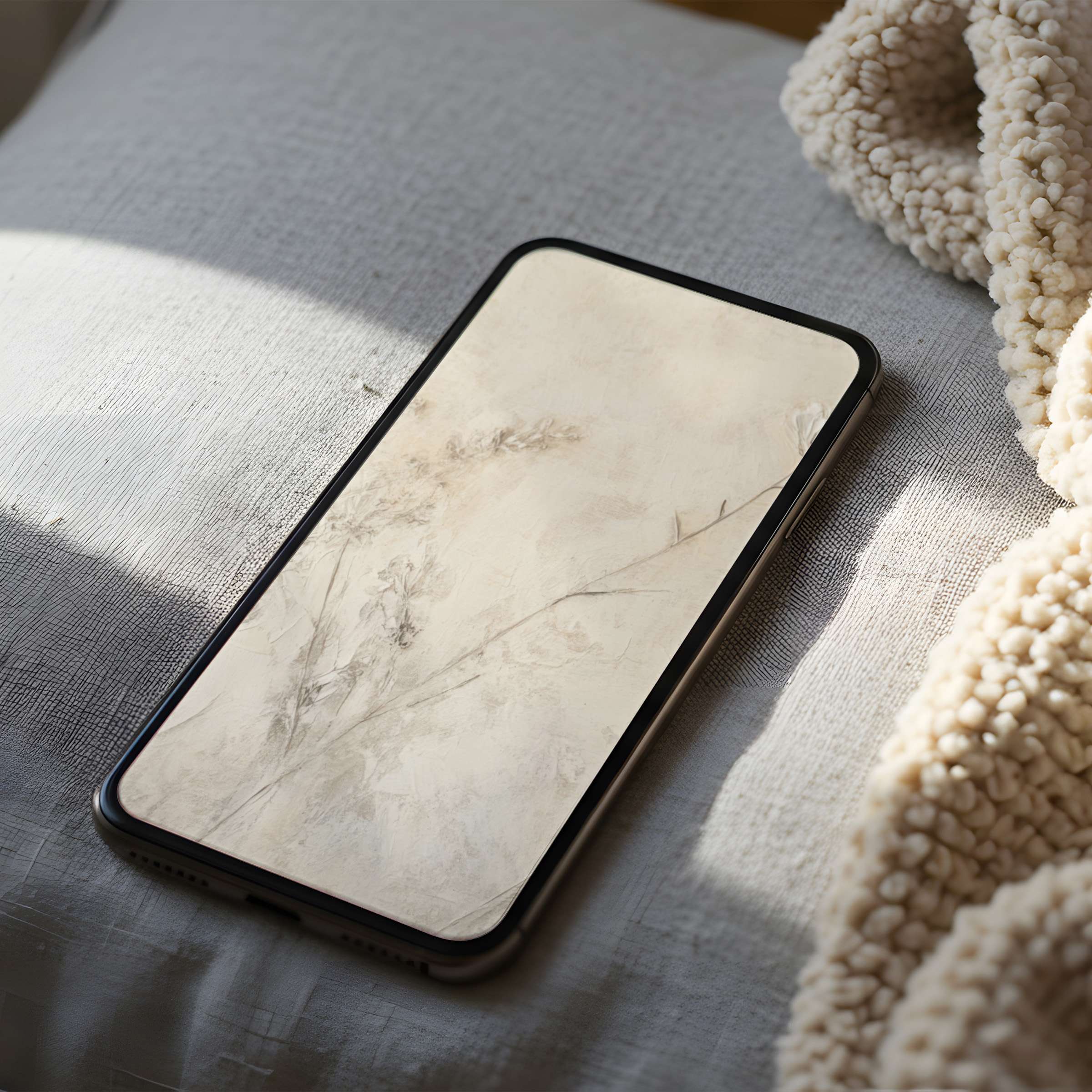 Elegant floral phone wallpaper in soothing beige tones adds tranquility to your space high resolution for iPhone and Android