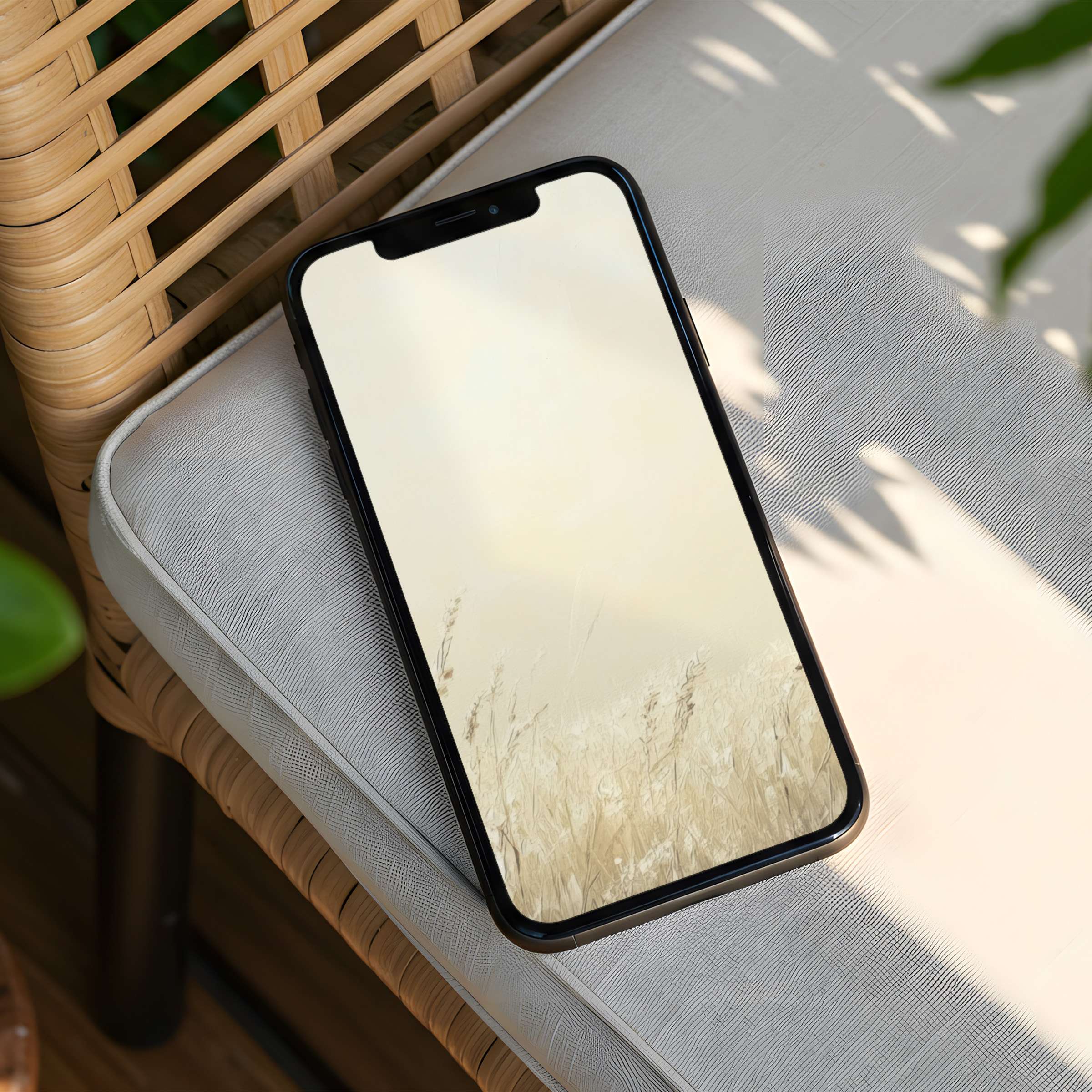 Elegant iPhone background of soft wheat fields for instant download on your phone inspires calm and mindfulness in any setting