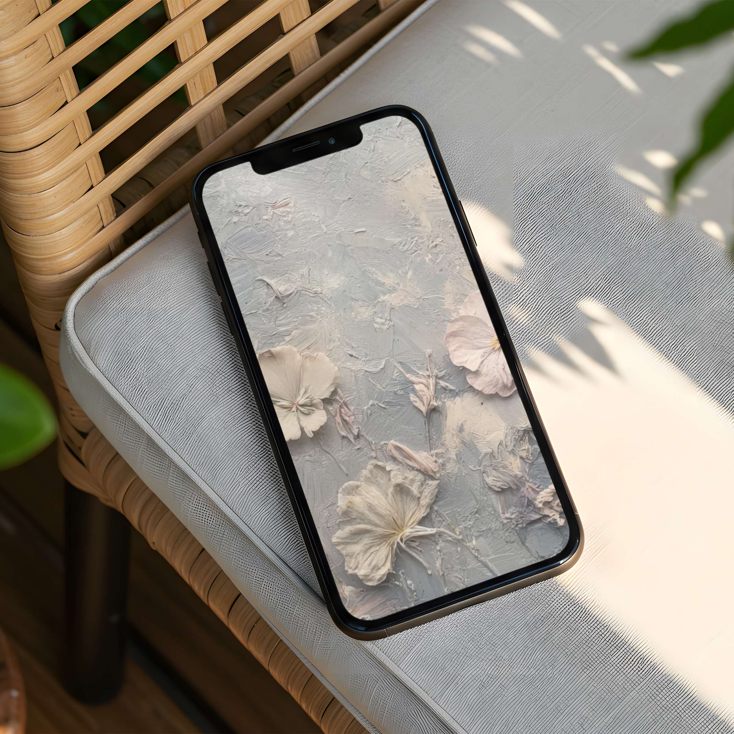 Elegant floral iPhone background with textured petals offers instant download for phone screens, inspiring calm and mindfulness