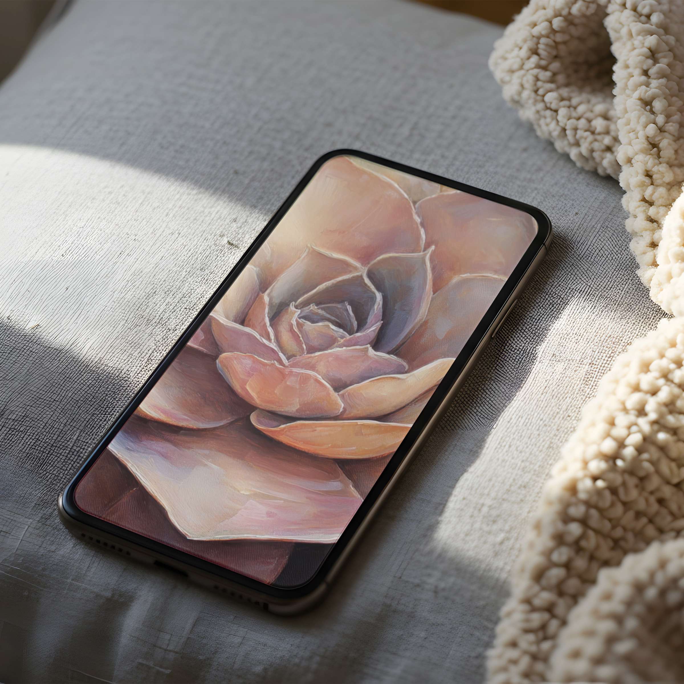 Elegant phone wallpaper featuring a soothing pastel succulent design in high resolution perfect for iPhone or Android download