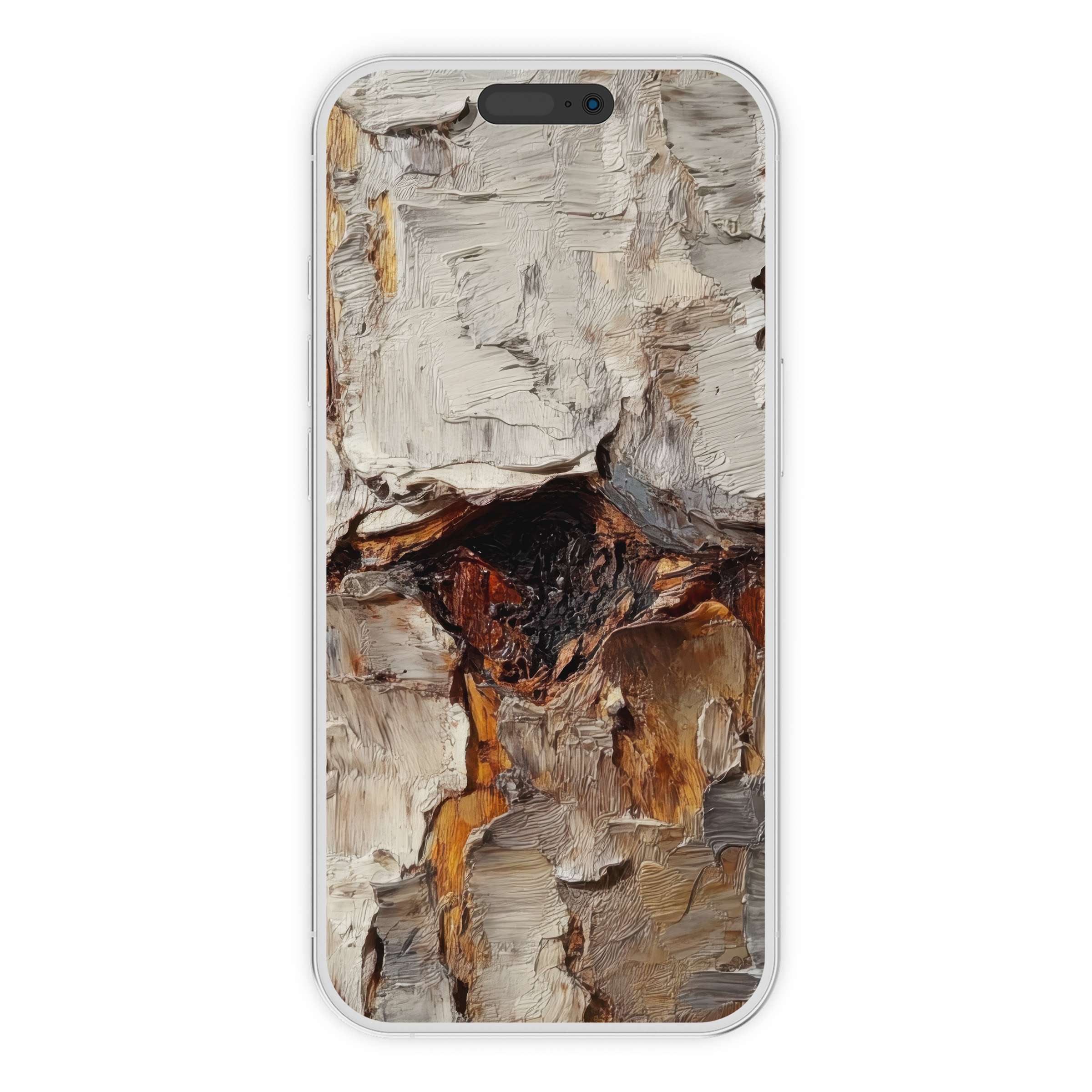 Textured bark artistry in earth tones offers a serene botanical iPhone wallpaper as a digital download for phone background versatility