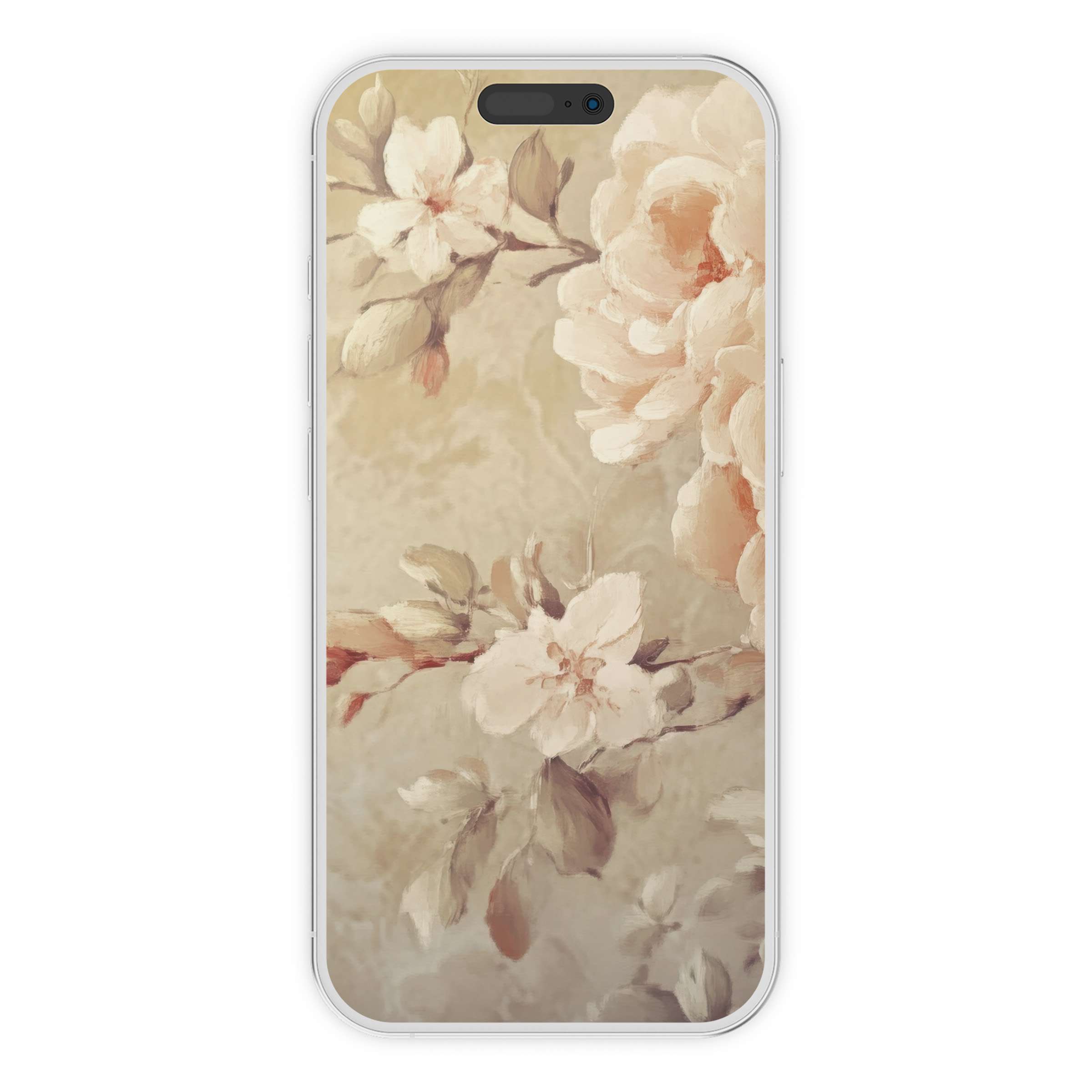 Elegant botanical iPhone wallpaper featuring soft, vintage florals provides a calming phone background perfect for digital download on all devices