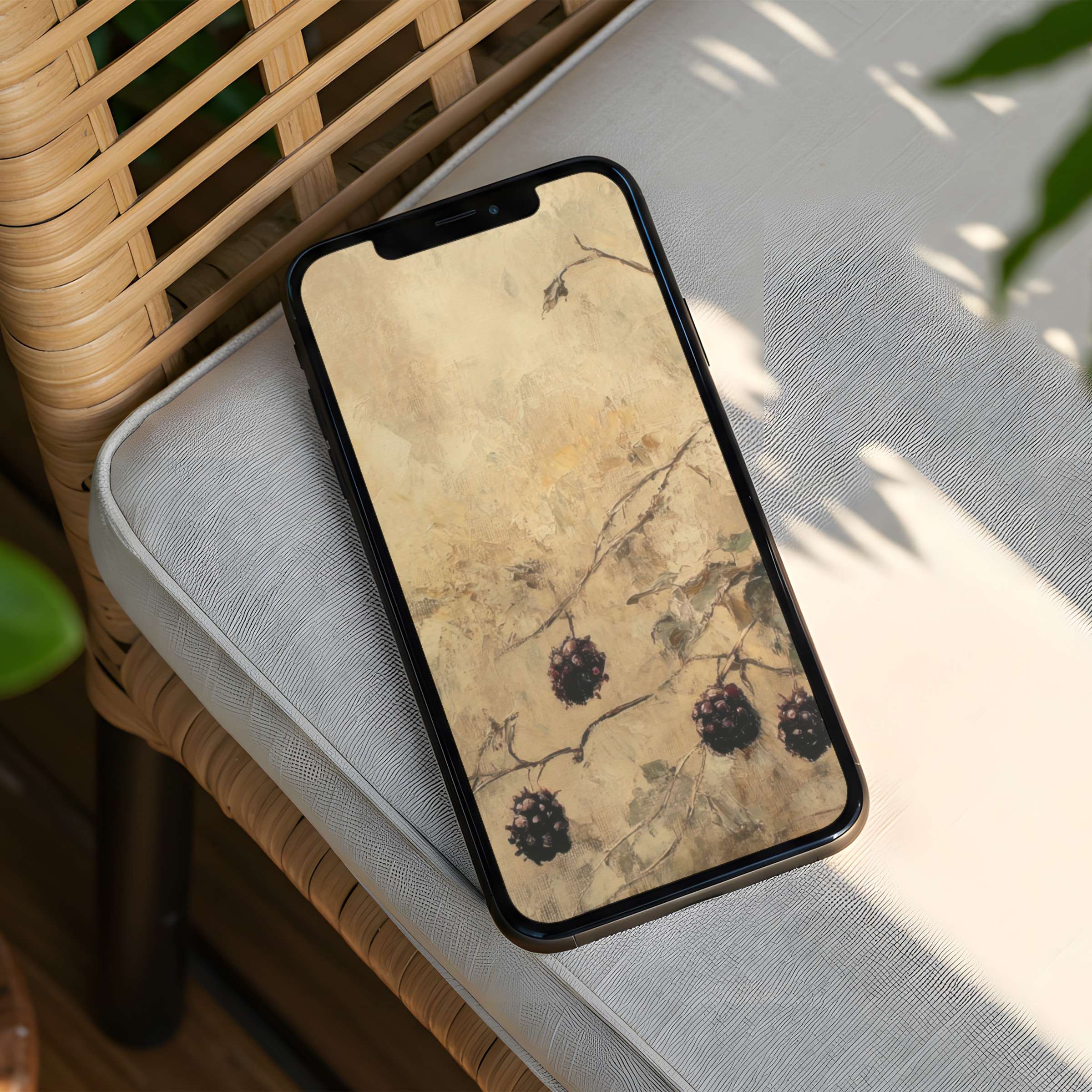 Rustic nature-inspired iPhone background featuring delicate botanical art for instant download on any phone brings calm elegance
