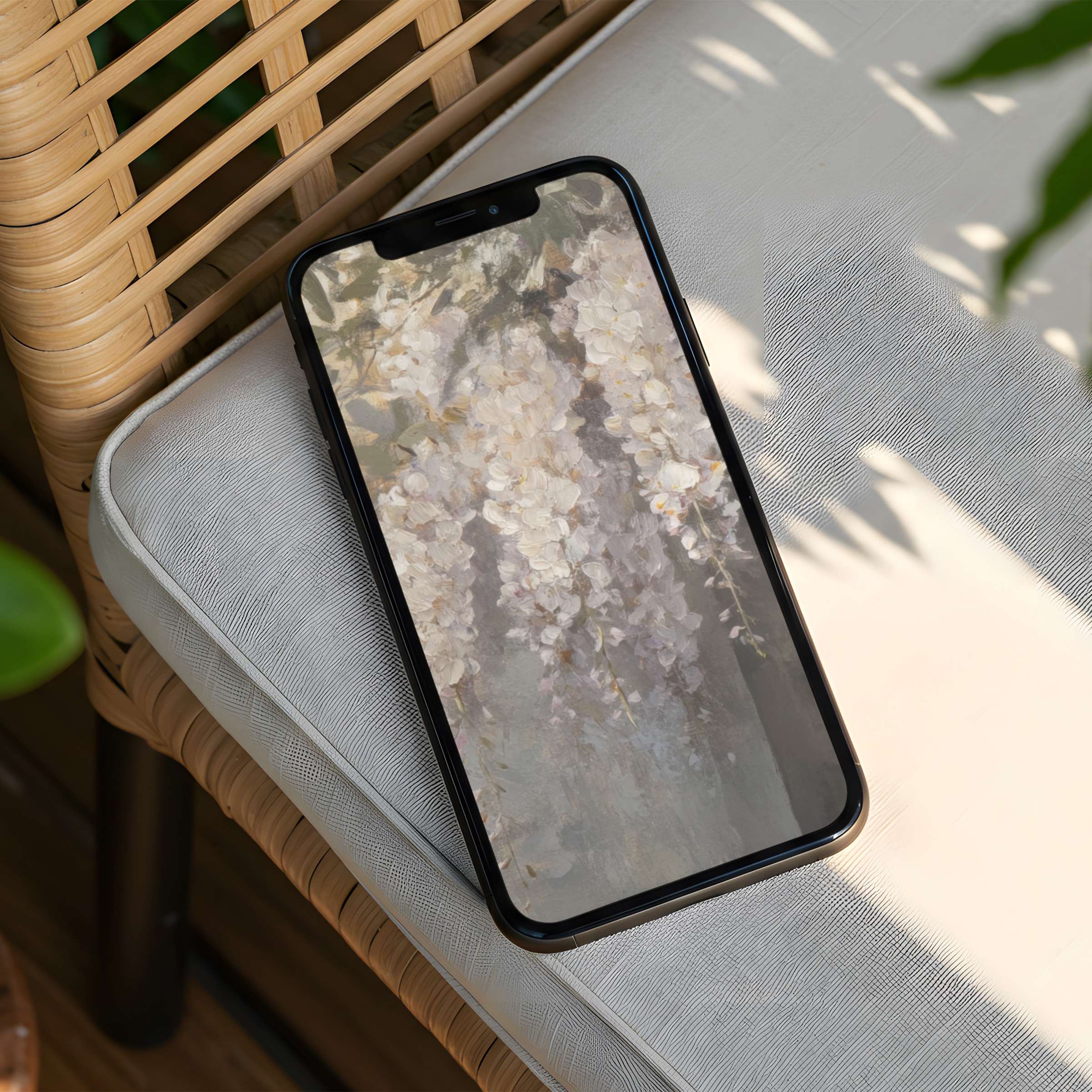 Elegant iPhone background featuring serene floral art for instant download to soothe your phone screen with mindfulness and style
