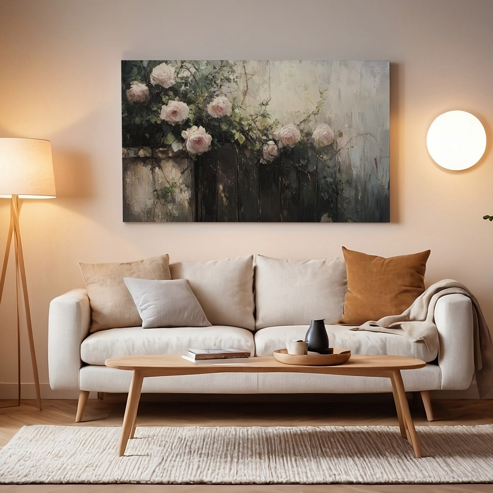 Botanical Downloadable Art in Minimalist Living Room