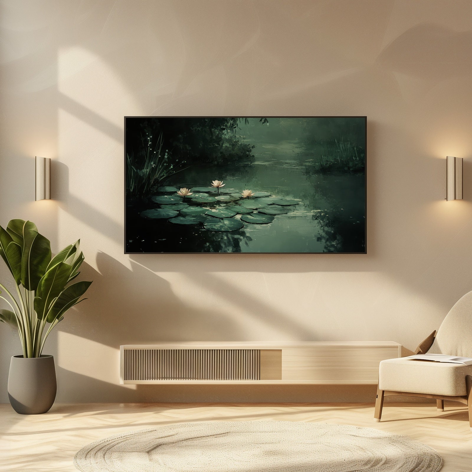 Botanical Frame TV Art with Sea Roses