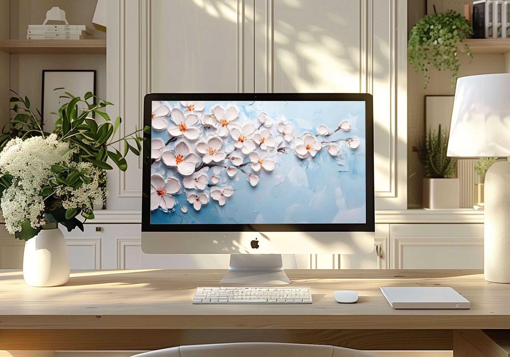 Botanical Wallpaper on Mac with Cherry Blossoms