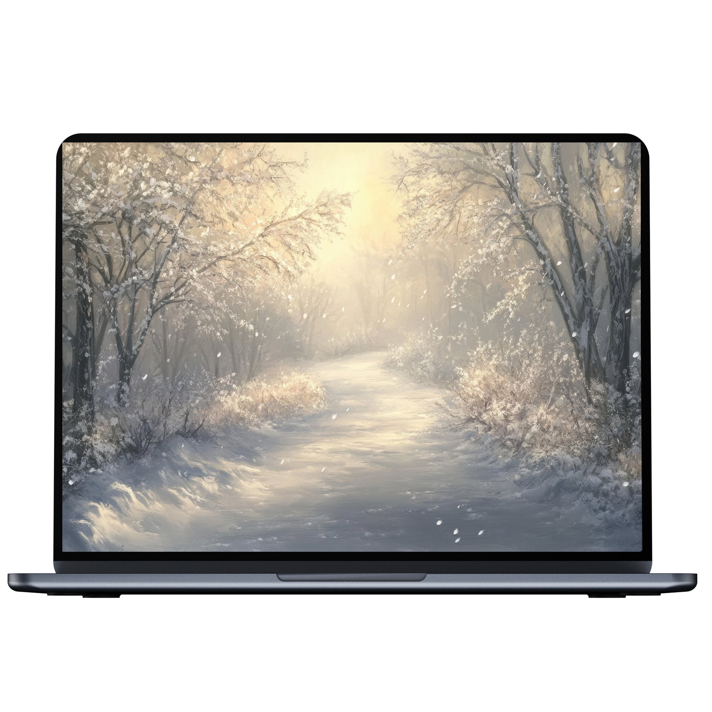 Serene winter landscape christmas desktop wallpaper digital download offers calm inspiration for PC, Laptop, or Mac screens