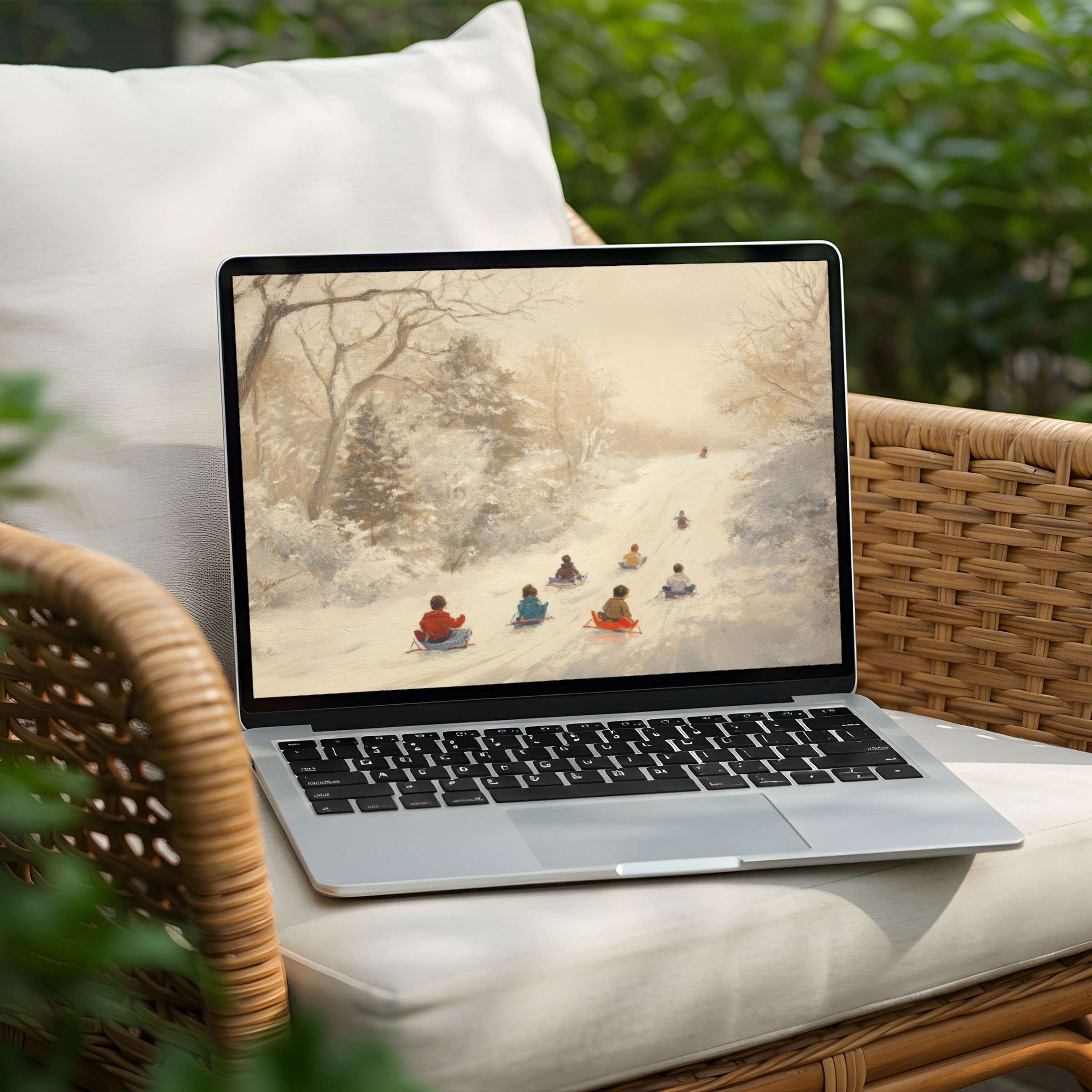 Snowy landscape desktop background for PC and Laptop creates serene winter vibes, available for instant download to inspire tranquility