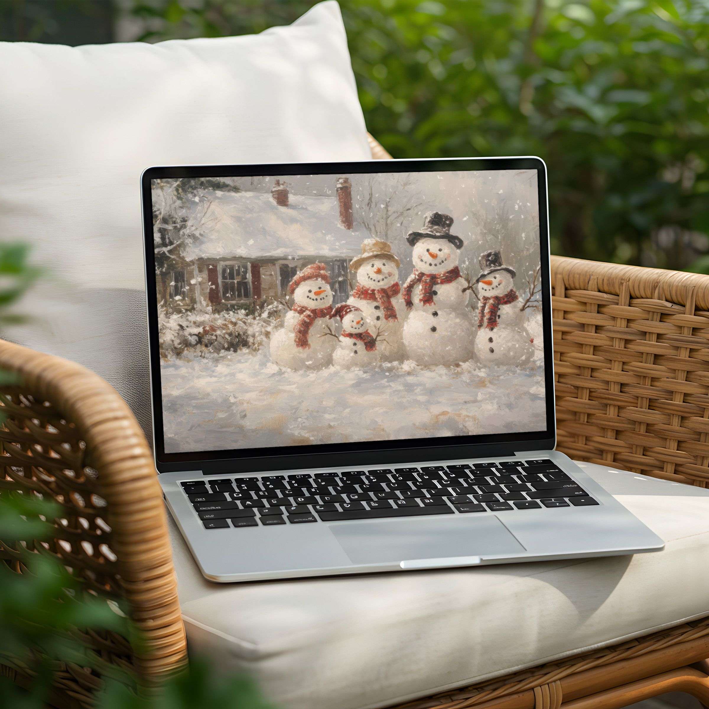 Snowy landscape desktop background for PC, evoking winter calm, elegance, and inspiration with an instant download for your Laptop